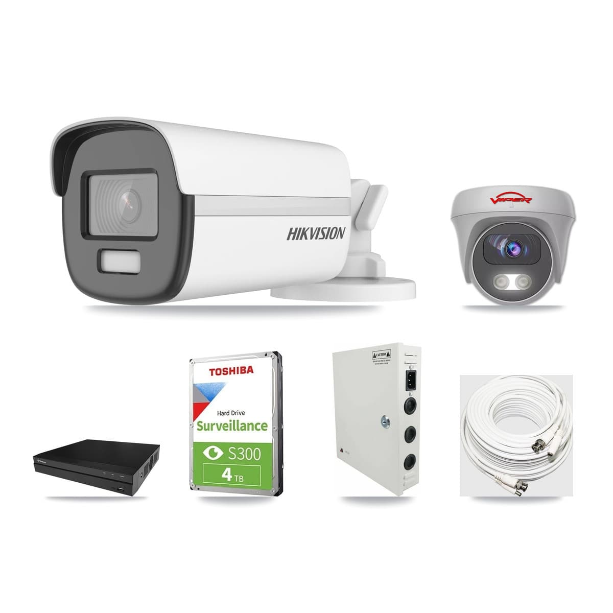 8-Channel 5MP – 4K CCTV Kit — 1 4K Bullet + 1 White 5MP Cameras + 4TB Recording (PXD-5208AN Recorder) - Image 1