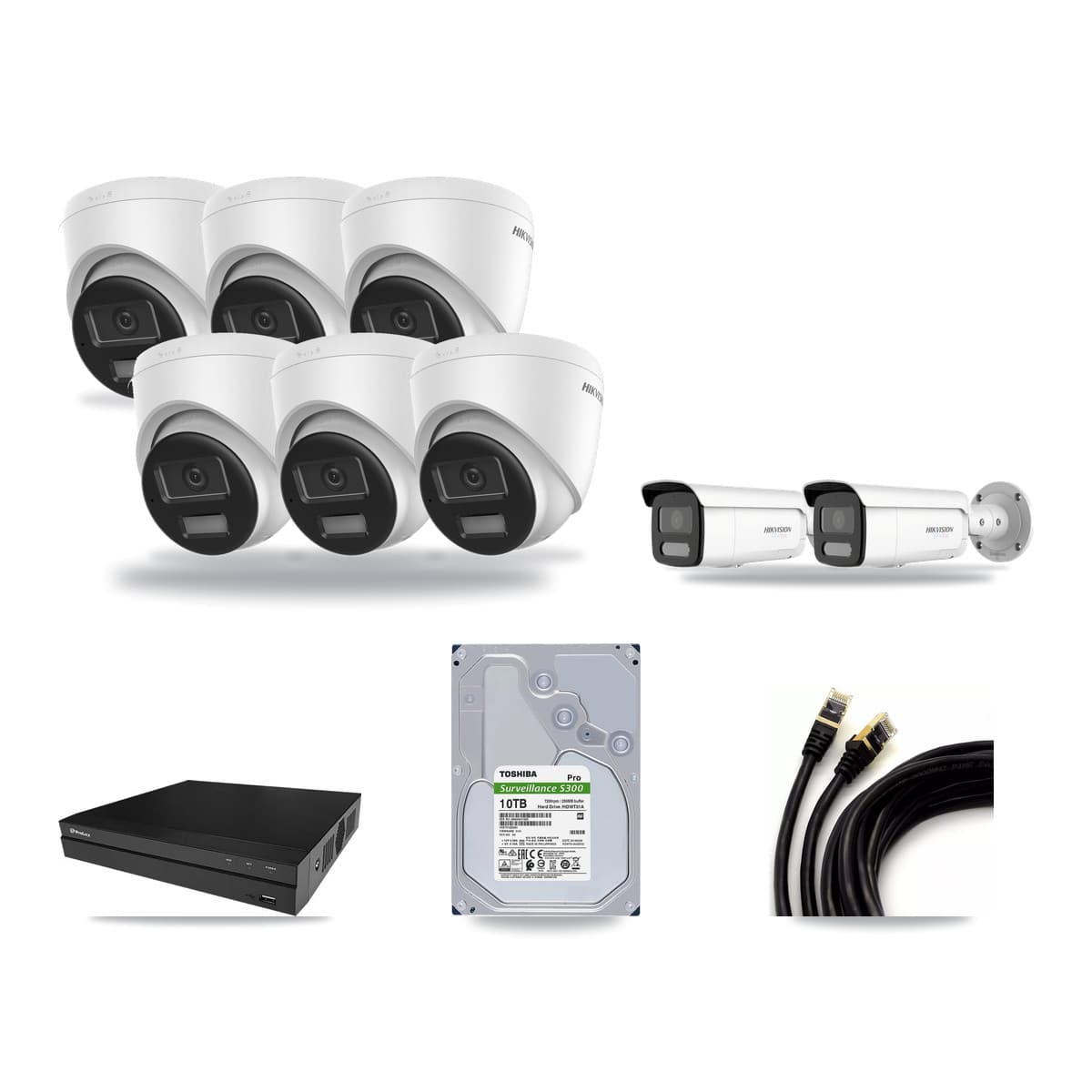 Hikvision & Prolux 8-Channel 4K CCTV Kit — 6 Turret + 2 Bullet Cameras + 10TB Recording - Image 1