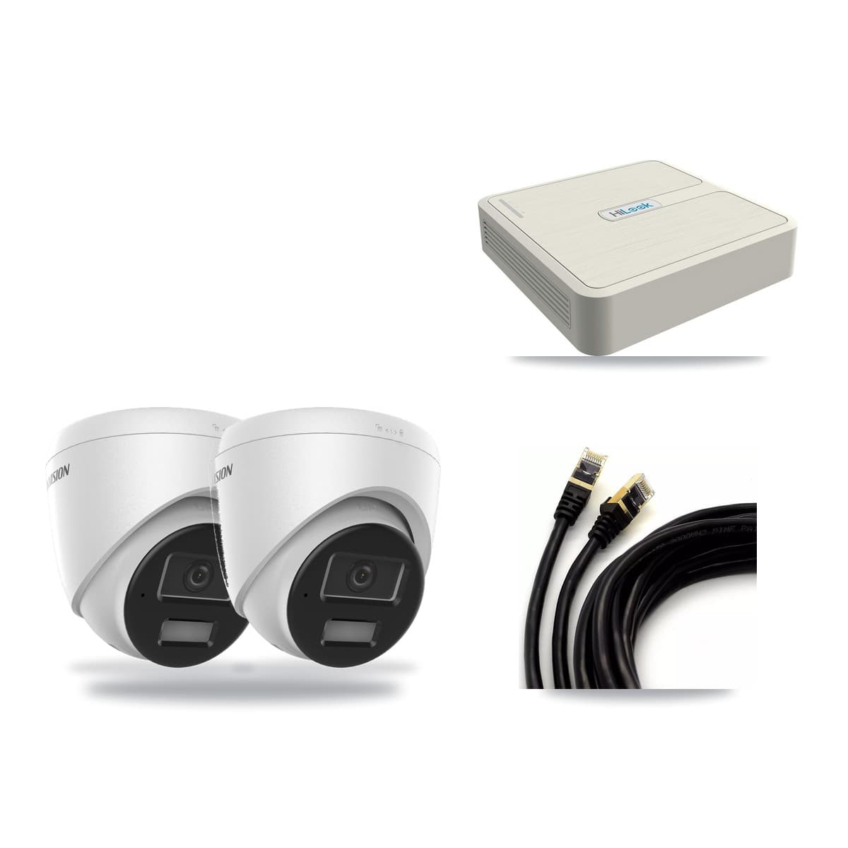 Hikvision & HiLook 8-Channel 4MP CCTV Kit — 2 DS-2CD1343G2 Turret Cameras + 3TB Recording (NVR-108H-D Recorder) - Image 1