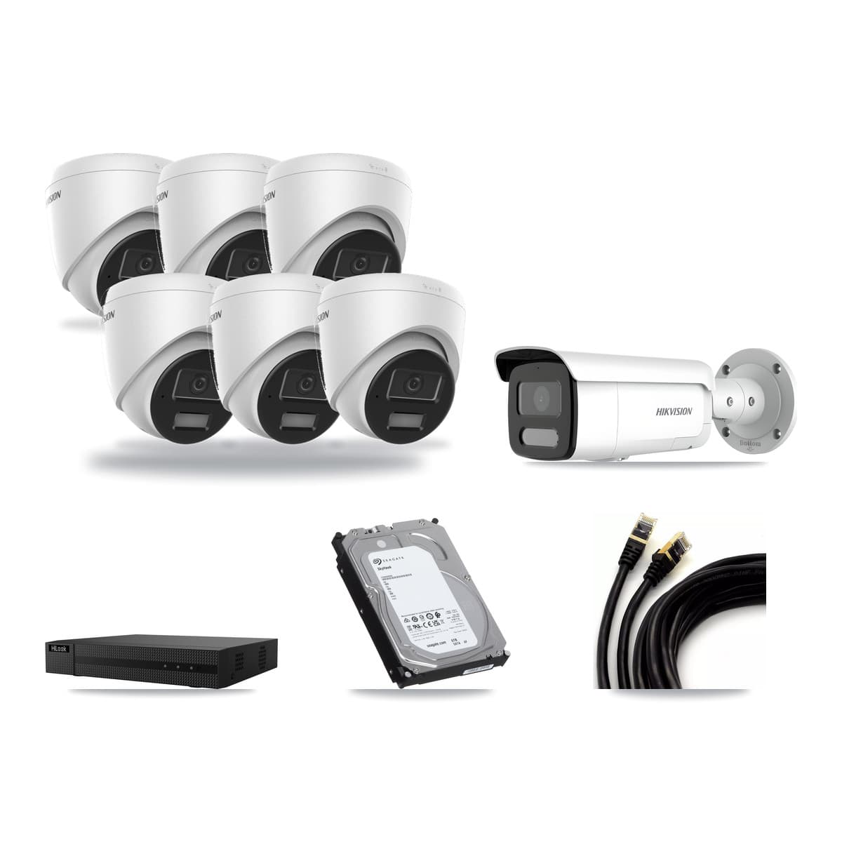 Hikvision & HiLook 8-Channel 4MP CCTV Kit — 6 Turret + 1 Bullet Cameras + 6TB Recording - Image 1