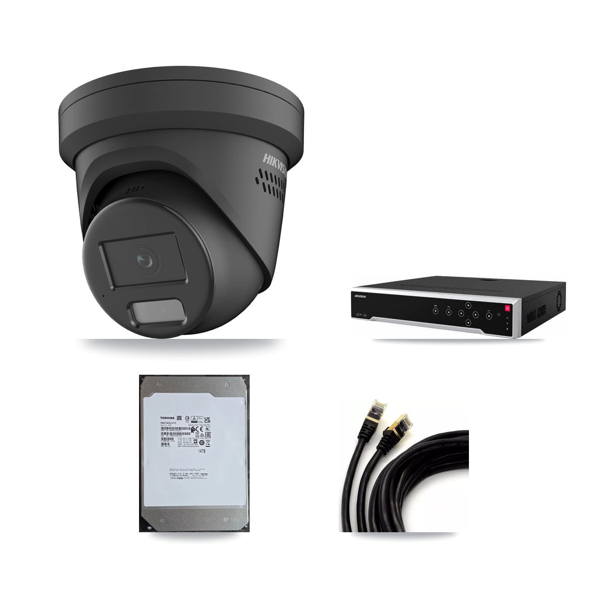 Hikvision 32-Channel 4MP CCTV Kit — 24 Turret Cameras + 2× 14TB Recording