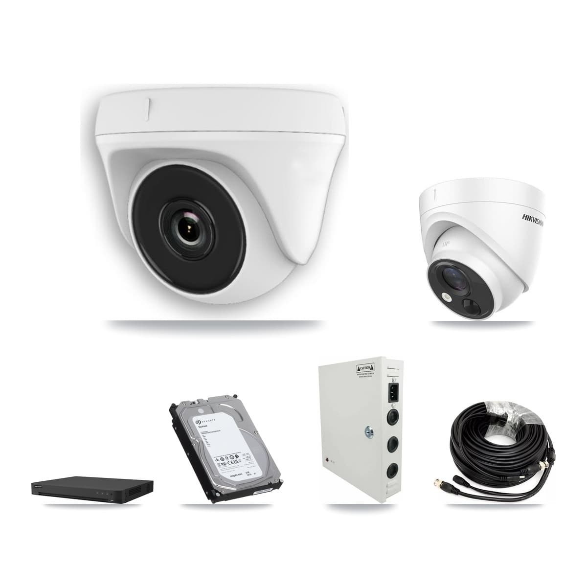 Hikvision 16-Channel 2MP – 5MP CCTV Kit — 3 DS-2CE71H0T 5MP Turret + 6 White HDT-2MP-N20W 2MP Dome Cameras + 6TB Recording - Image 1