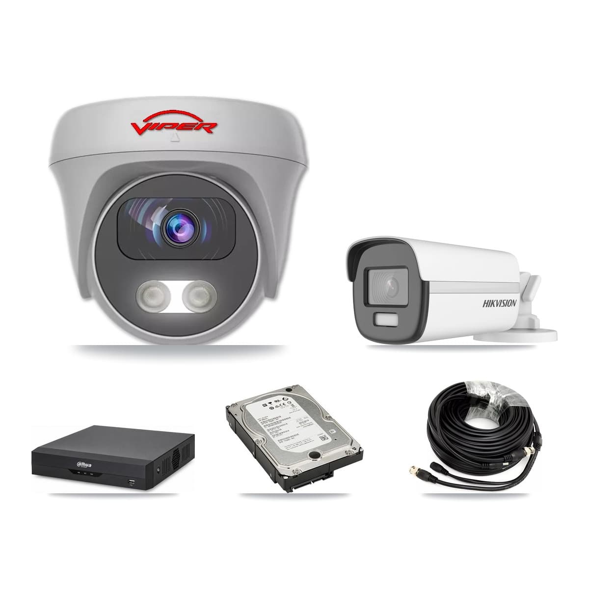 4-Channel 5MP – 4K CCTV Kit — 1 4K Bullet + 2 5MP Cameras + 5TB Recording - Image 1