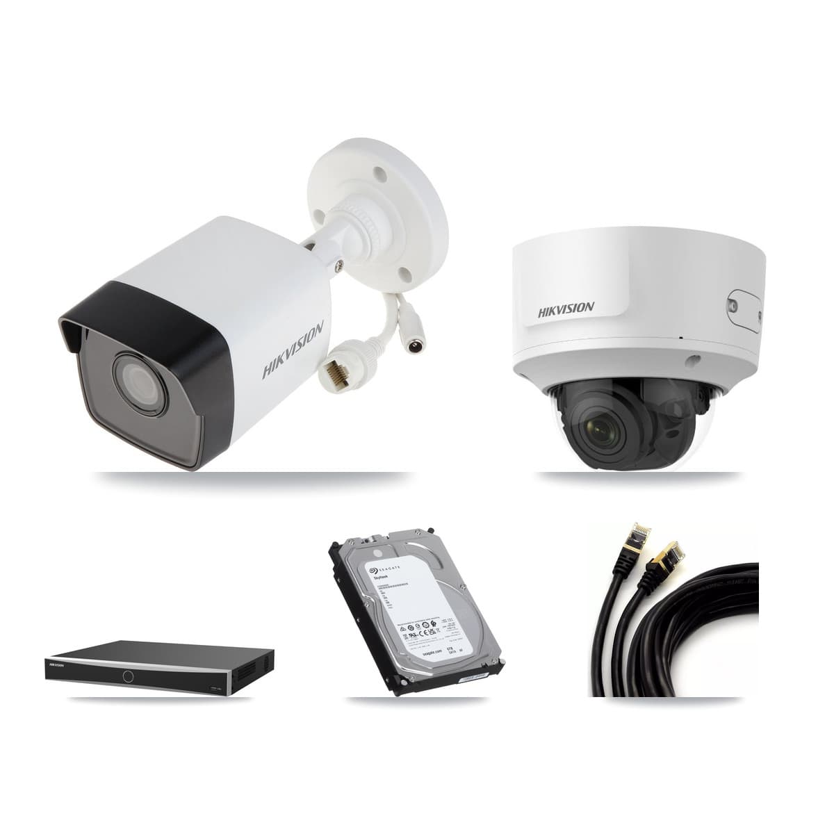 Hikvision 16-Channel 2MP – 5MP CCTV Kit — 7 5MP Bullet + 1 2MP Dome Cameras + 6TB Recording (DS-7616NXI Recorder)