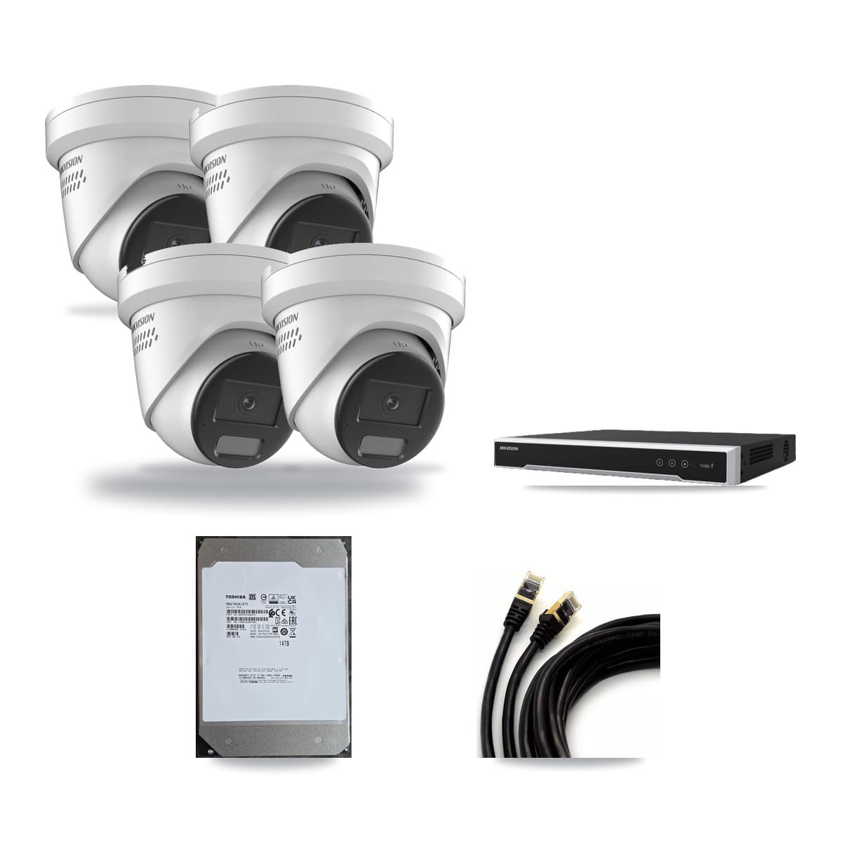 Hikvision 8-Channel 4K CCTV Kit — 4 DS-2CD2387G2H Turret Cameras + 14TB Recording - Image 1