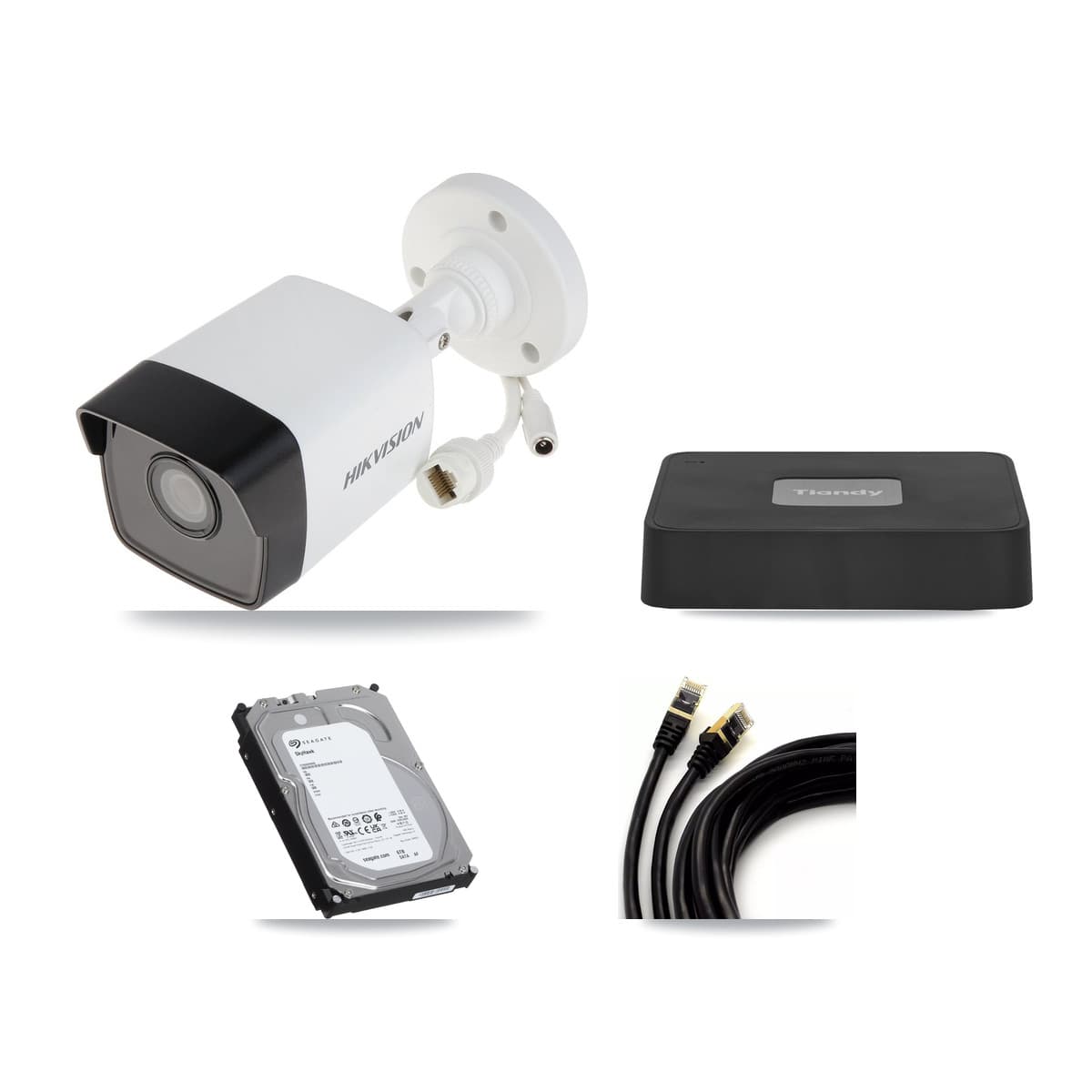 Hikvision & Tiandy 4-Channel 5MP CCTV Kit — 4 Bullet Cameras + 6TB Recording
