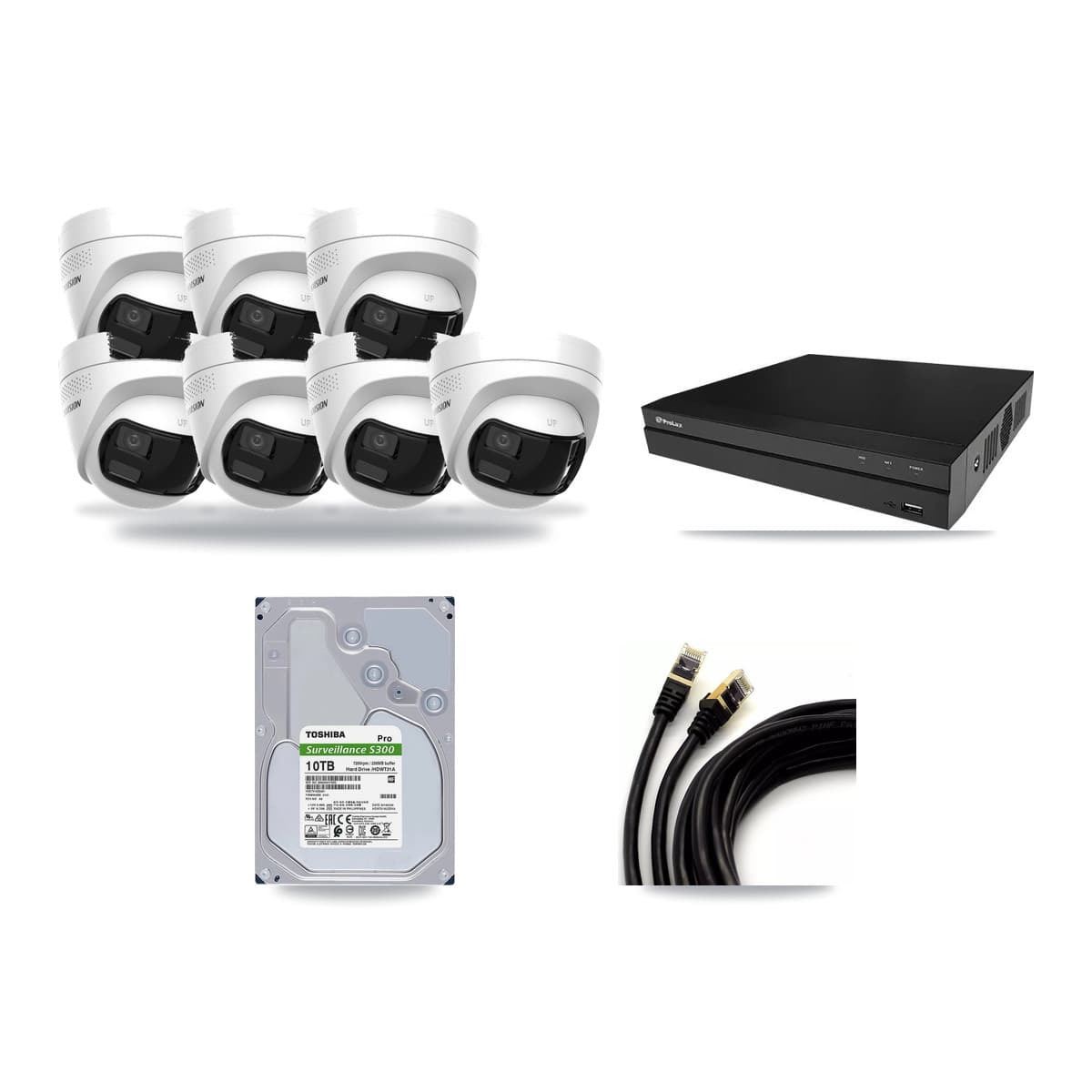 Prolux 8-Channel 4K CCTV Kit — 7 Turret Cameras + 10TB Recording - Image 1