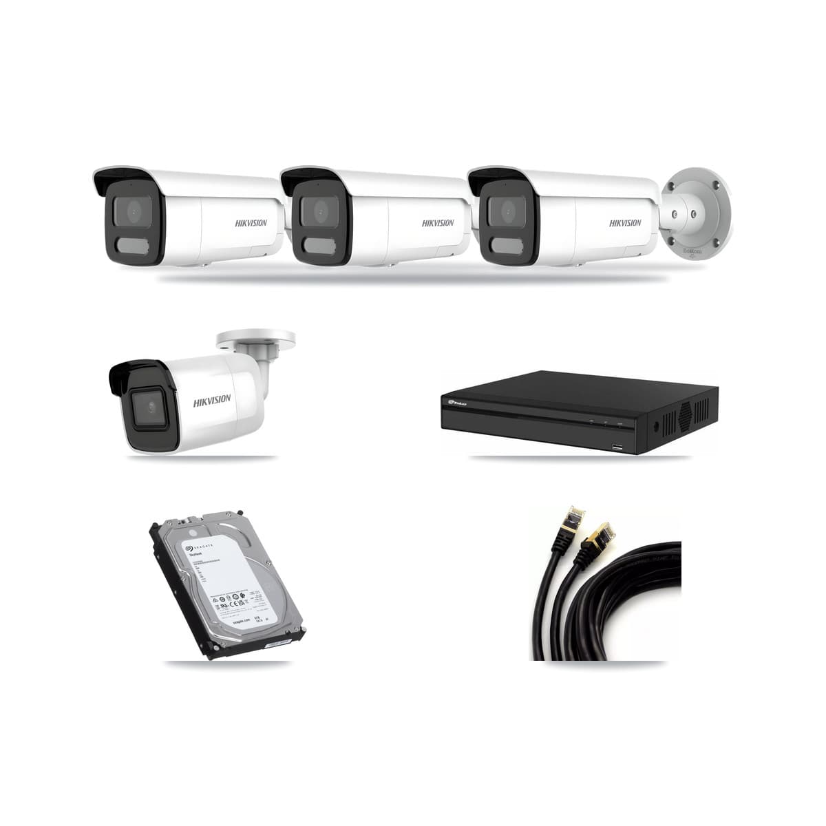 Hikvision & Prolux 4-Channel 4MP – 4K CCTV Kit — 1 4K + 3 4MP Bullet Cameras + 6TB Recording - Image 1