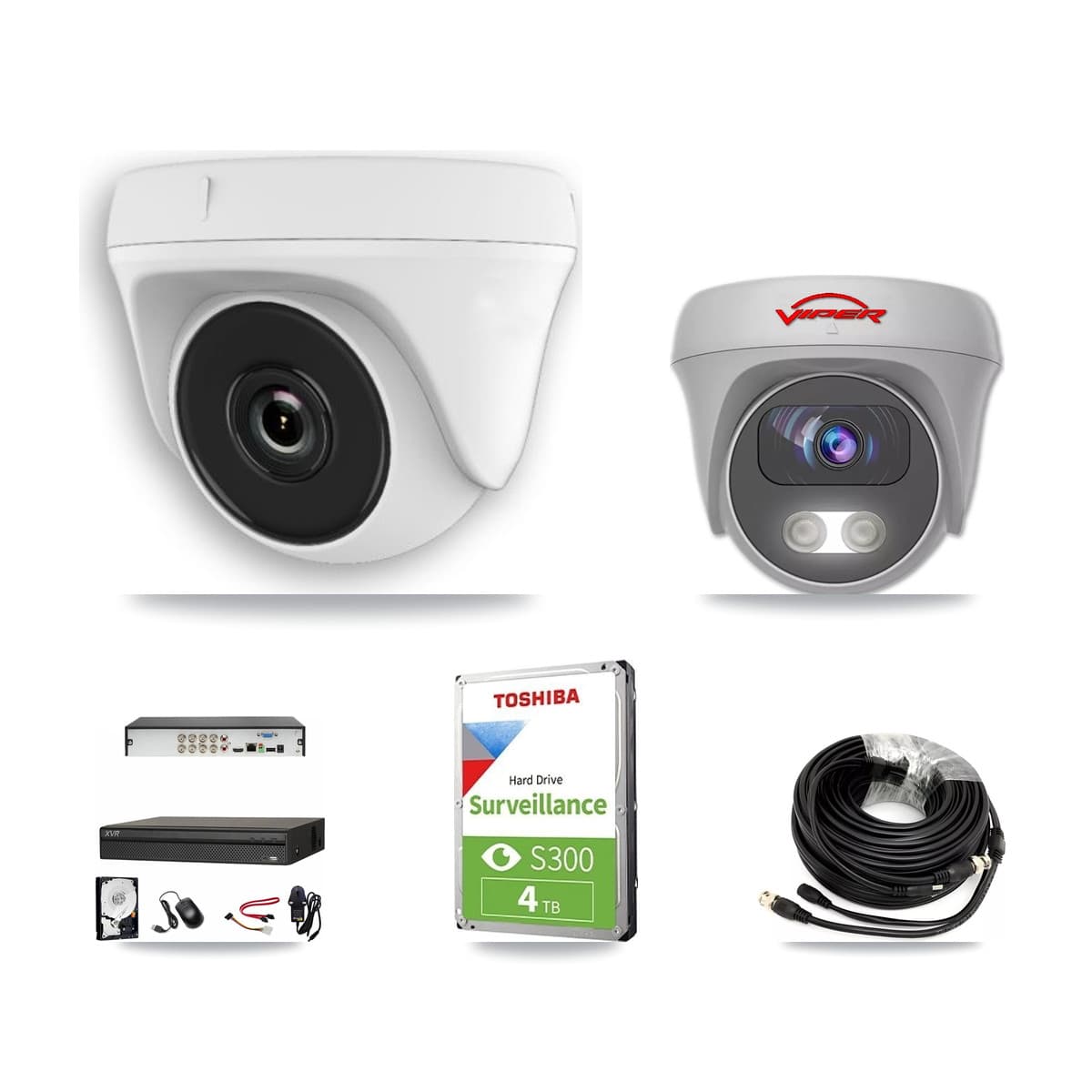 Viper & Dahua 8-Channel 2MP – 5MP CCTV Kit — 4 White 2MP Dome + 1 White 5MP Cameras + 4TB Recording (XVR-3108AD Recorder)