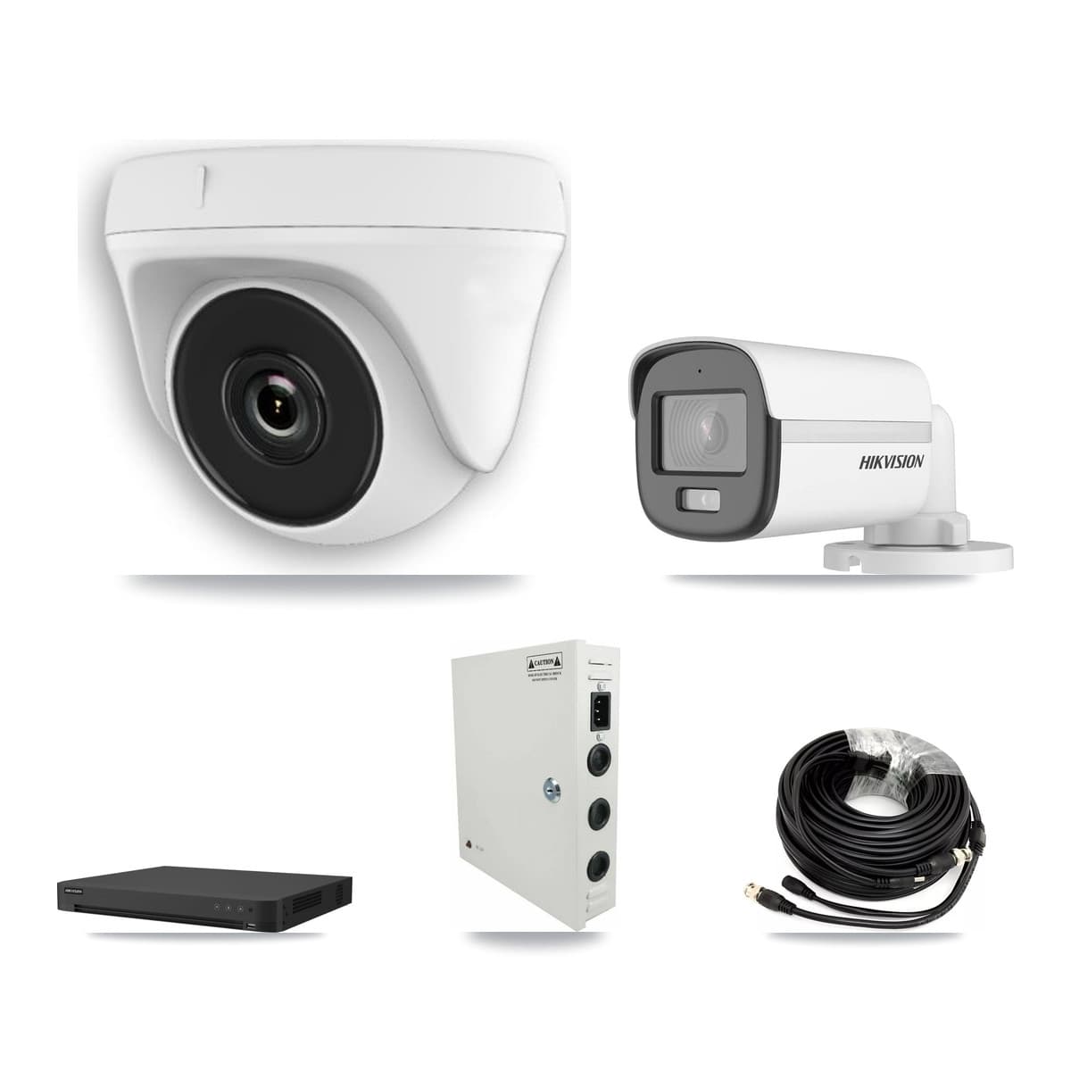 Hikvision 32-Channel 2MP – 5MP CCTV Kit — 1 DS-2CE12KF0T 5MP Bullet + 23 White HDT-2MP-N20W 2MP Dome Cameras + 2× 8TB Recording