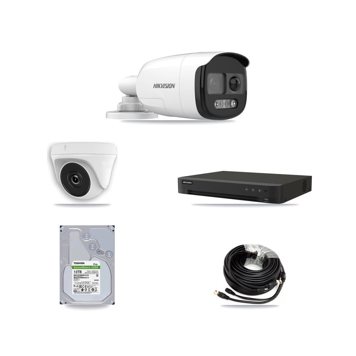 Hikvision 16-Channel 2MP – 5MP CCTV Kit — 7 5MP Bullet + 1 2MP Dome Cameras + 10TB Recording