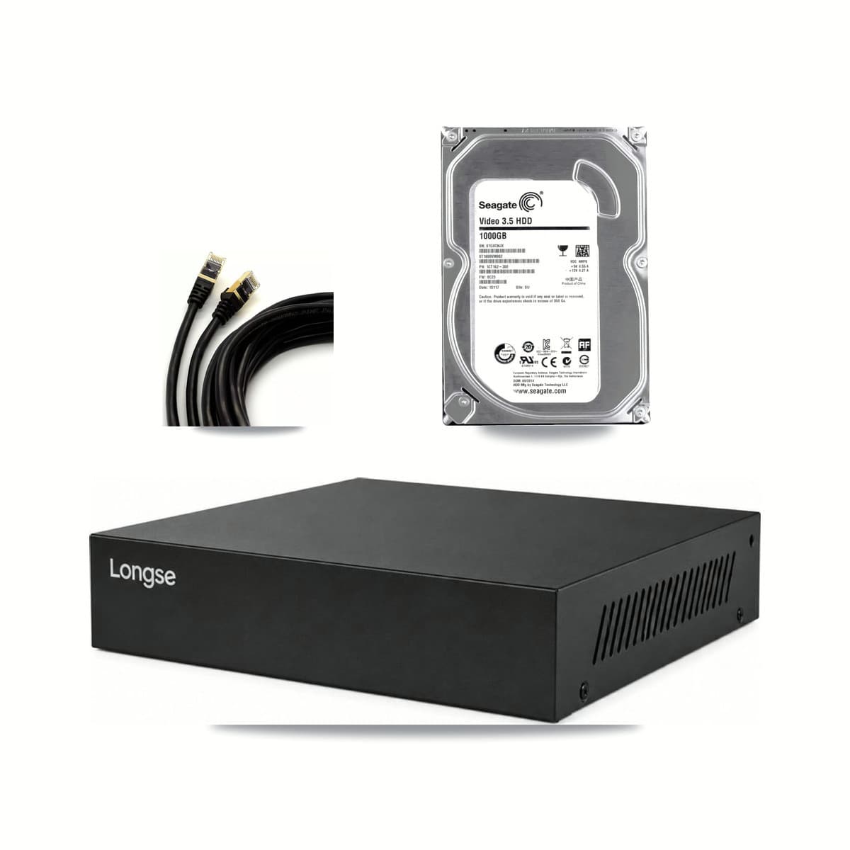 Longse 8-channel CCTV kit: 3 cameras (3× 5MP Dome), 1TB hard drive