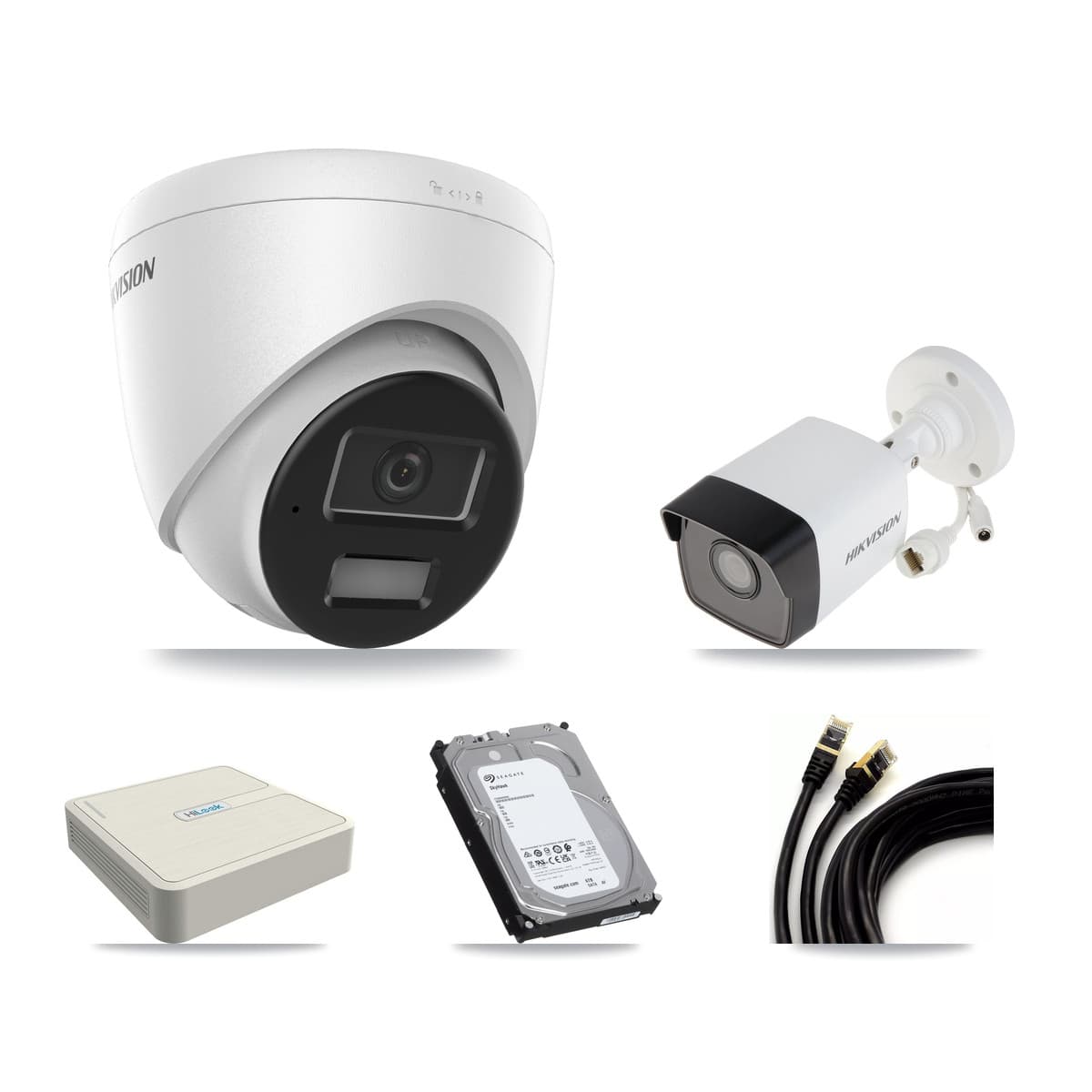 Hikvision & HiLook 8-Channel 4MP – 5MP CCTV Kit — 2 5MP Bullet + 6 4MP Turret Cameras + 6TB Recording