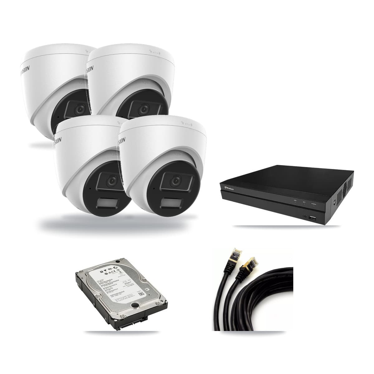 Hikvision & Prolux 8-Channel 4MP CCTV Kit — 4 DS-2CD1343G2 Turret Cameras + 5TB Recording - Image 1