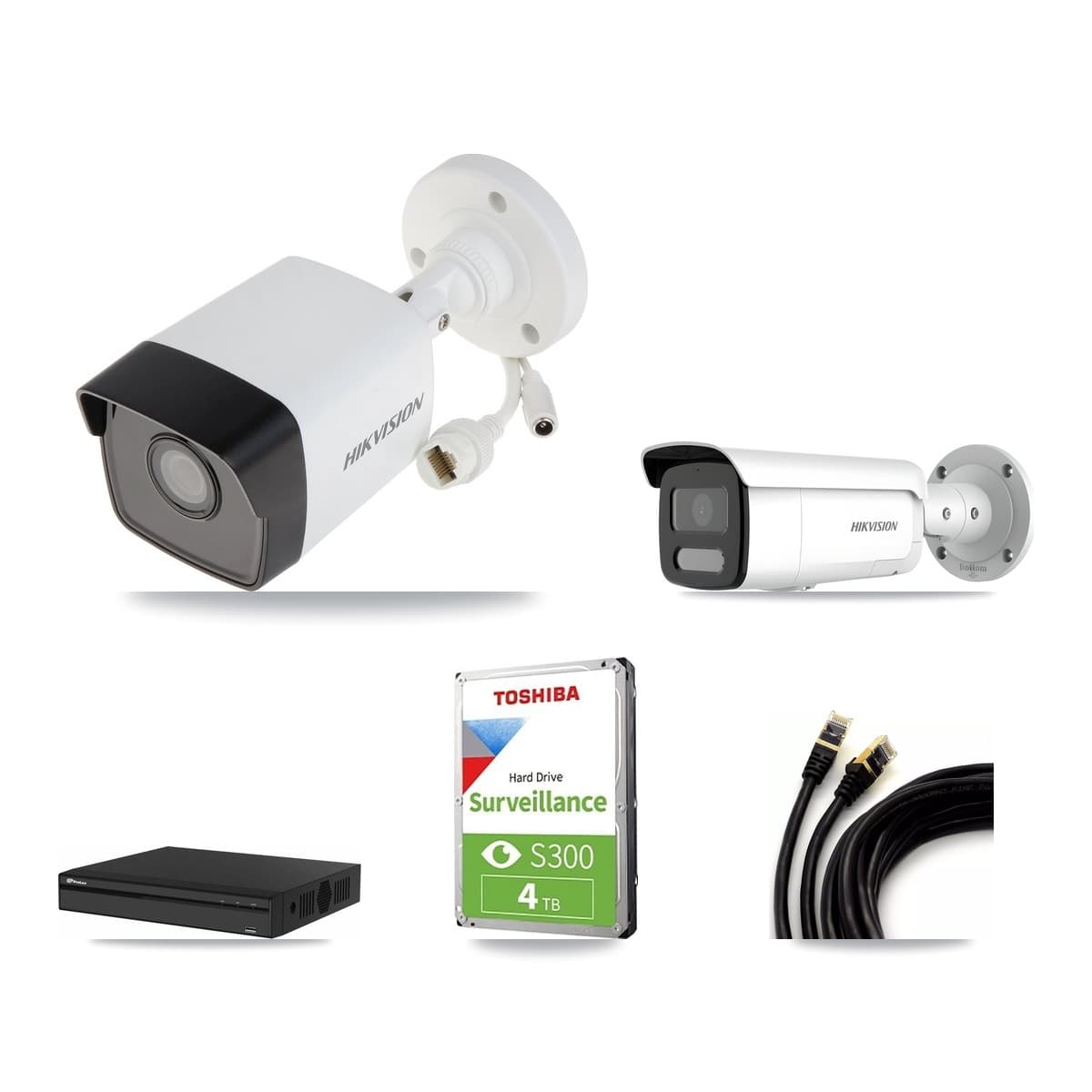 Hikvision & Prolux 4-Channel 4MP – 5MP CCTV Kit — 2 5MP + 1 4MP Bullet Cameras + 4TB Recording