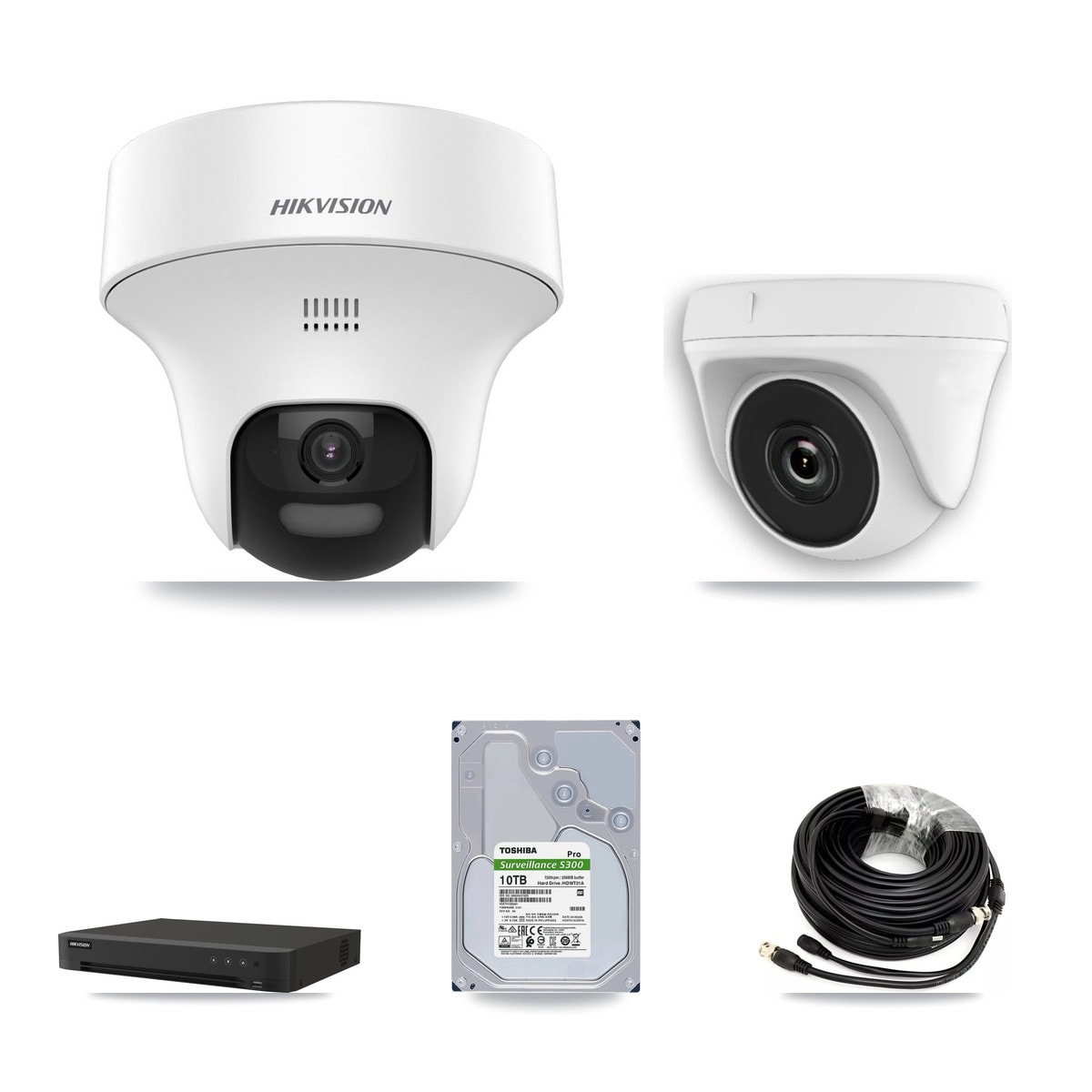 Hikvision 16-Channel 2MP – 5MP CCTV Kit — 6 DS-2CE70K0T 5MP Turret + 2 White HDT-2MP-N20W 2MP Dome Cameras + 10TB Recording - Image 1