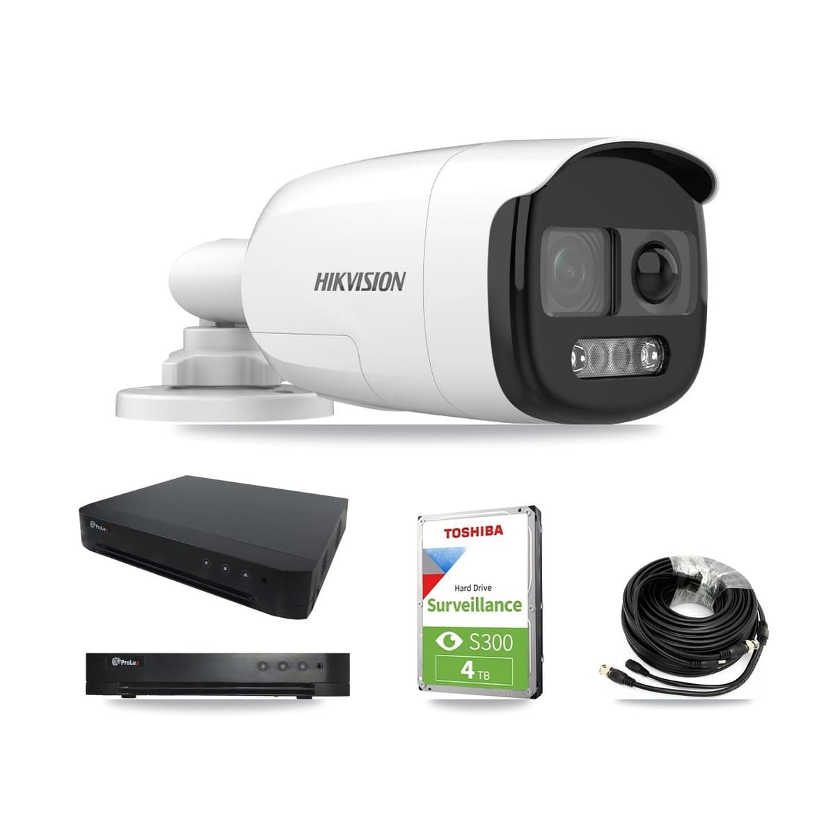 Hikvision & Prolux 16-Channel 5MP CCTV Kit — 3 DS-2CE12KF3T Bullet Cameras + 4TB Recording