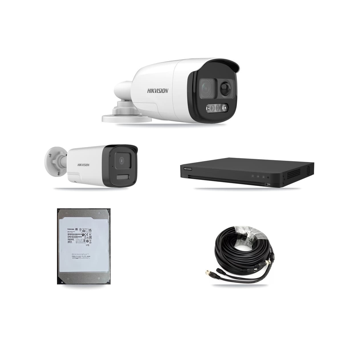 Hikvision 16-Channel 5MP CCTV Kit — 7 DS-2CE12KF3T + 1 DS-2CE17K0T Bullet Cameras + 14TB Recording