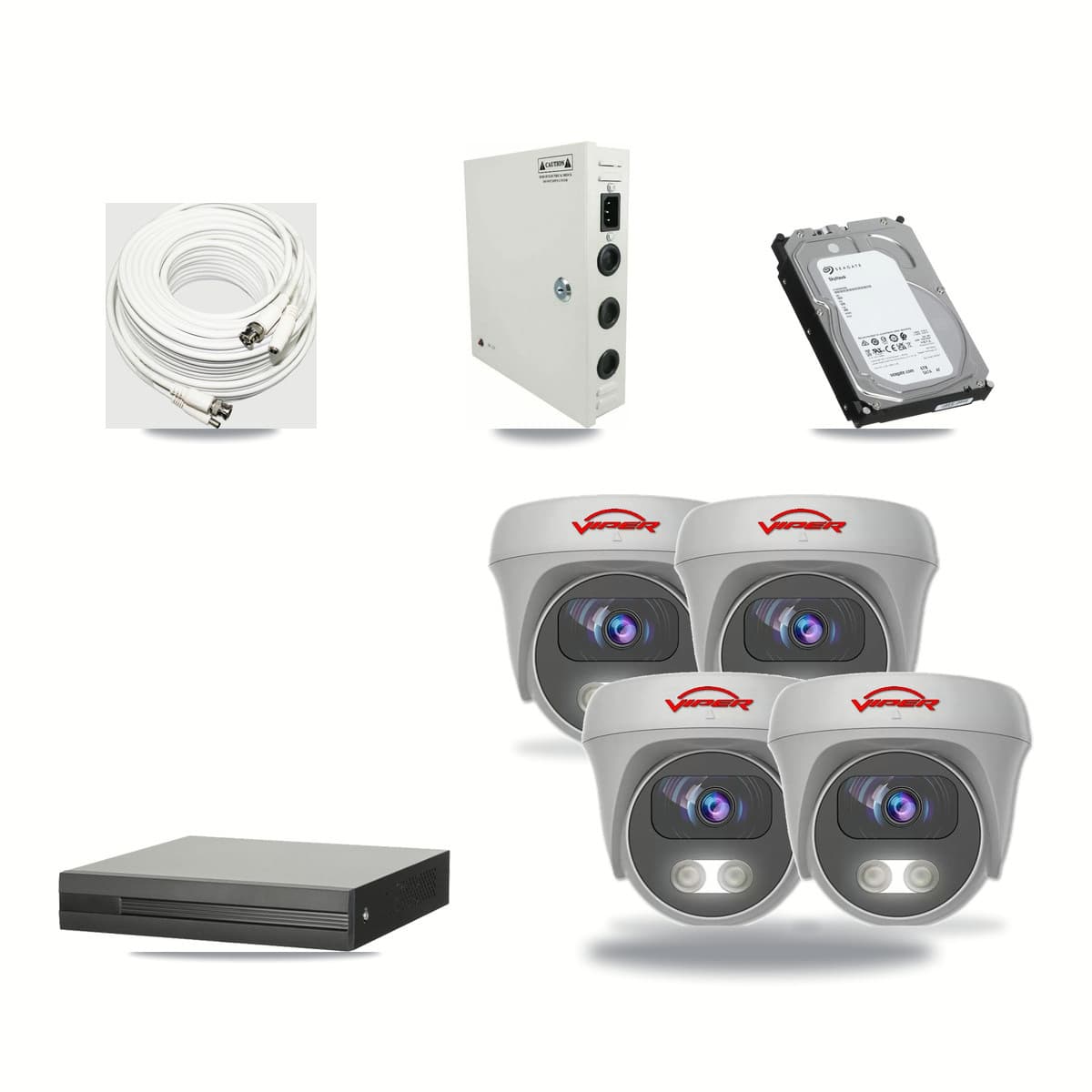 8-channel CCTV kit: 4 cameras (4× 5MP Camera), 6TB hard drive