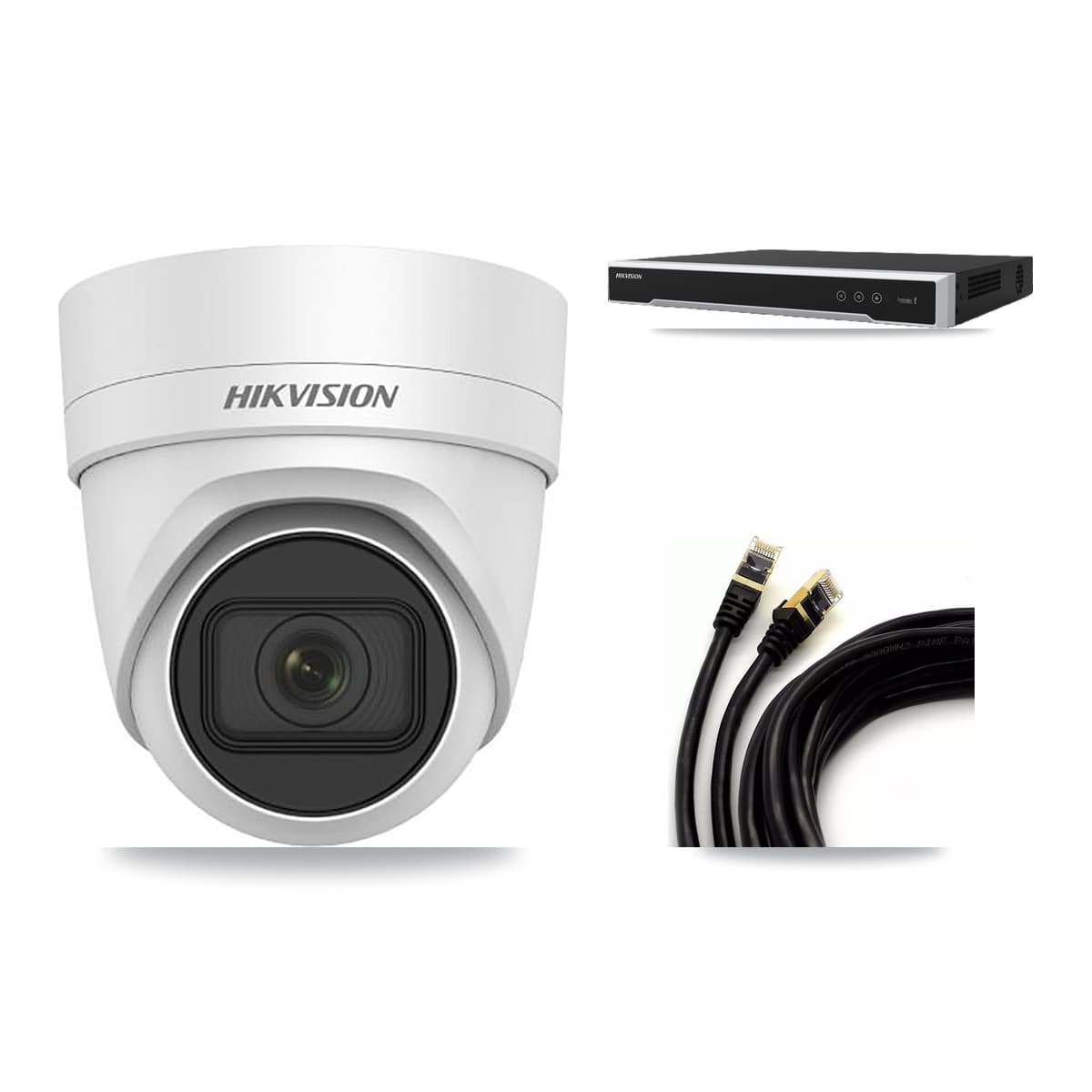 Hikvision 8-Channel 4K CCTV Kit — 3 DS-2CD2H83G0 Turret Cameras + 8TB Recording (DS-7608NI-M2 Recorder)