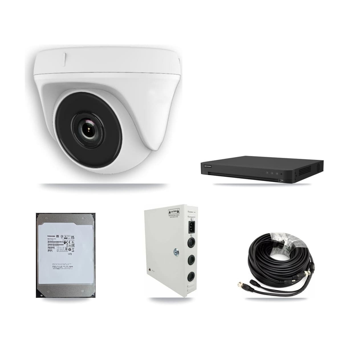 Hikvision 16-Channel 2MP CCTV Kit — 16 White Dome Cameras + 14TB Recording