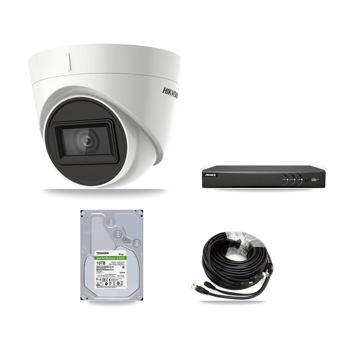 Hikvision & ANNKE 4-Channel 4K CCTV Kit — 4 DS-2CE78U1T Turret Cameras + 10TB Recording