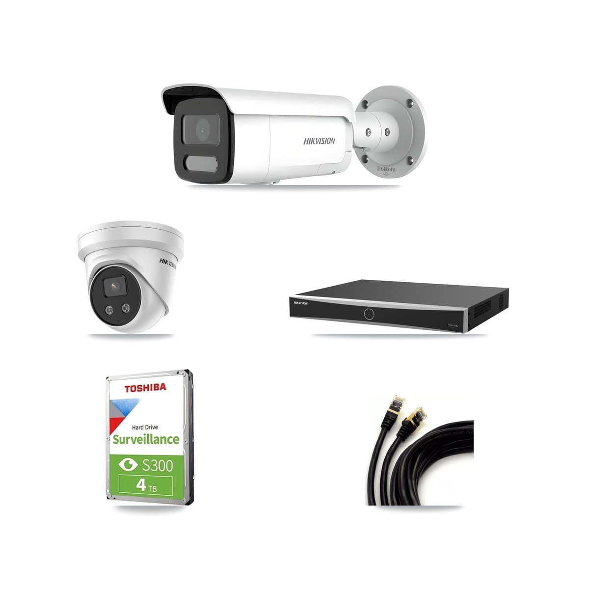 Hikvision 16-Channel 4MP – 5MP CCTV Kit — 2 4MP Bullet + 1 5MP Turret Cameras + 4TB Recording (DS-7616NXI Recorder)