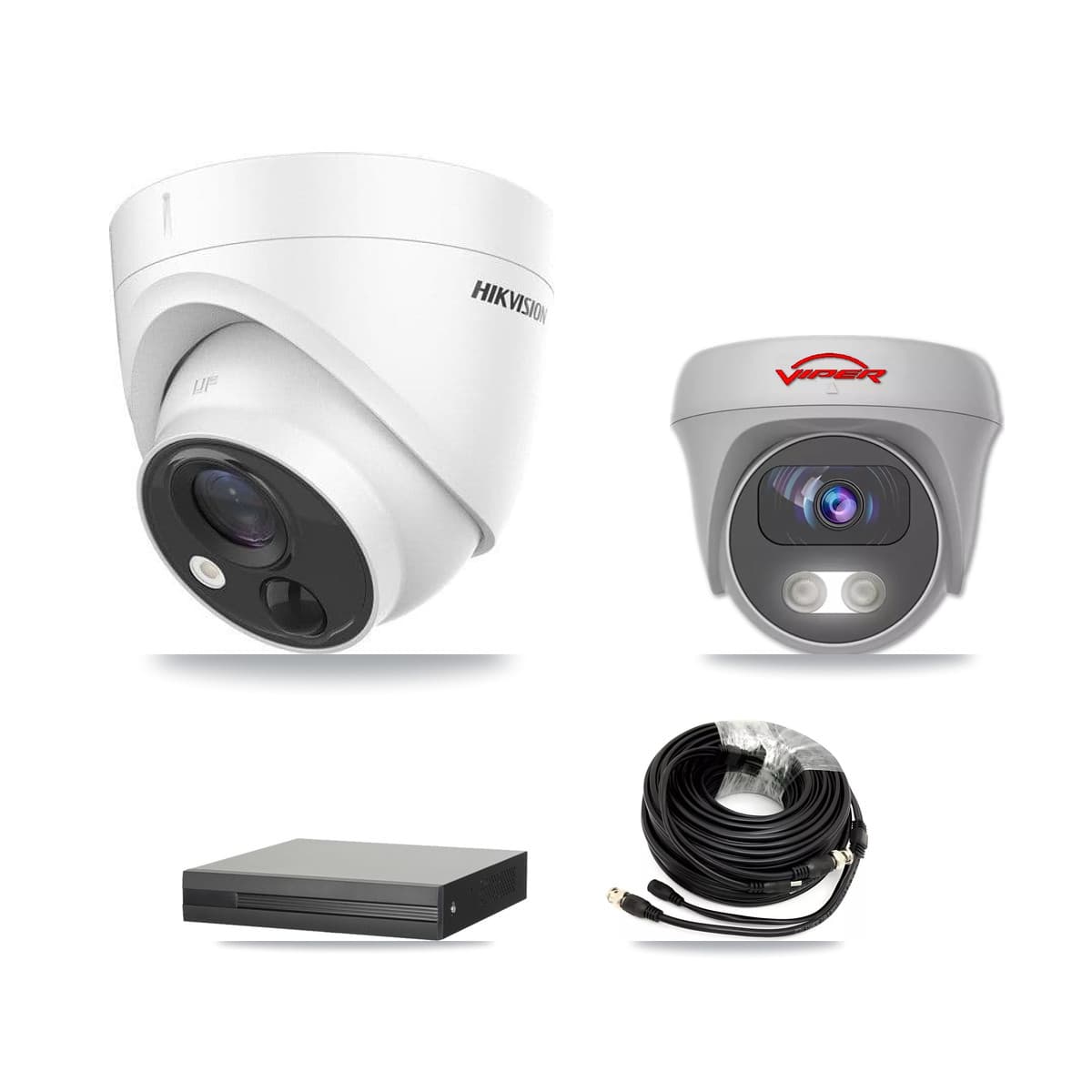 Hikvision & Viper 8-Channel 5MP CCTV Kit — 5 DS-2CE71H0T Turret + 1 White VIPER-5MP-3K Cameras + 8TB Recording (XVR-3108HS Recorder)