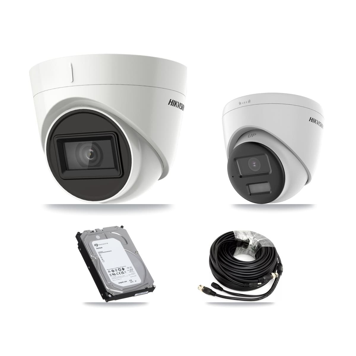 Hikvision 32-Channel 4K CCTV Kit — 1 DS-2CE78U0T + 7 DS-2CE78U1T Turret Cameras + 3× 6TB Recording