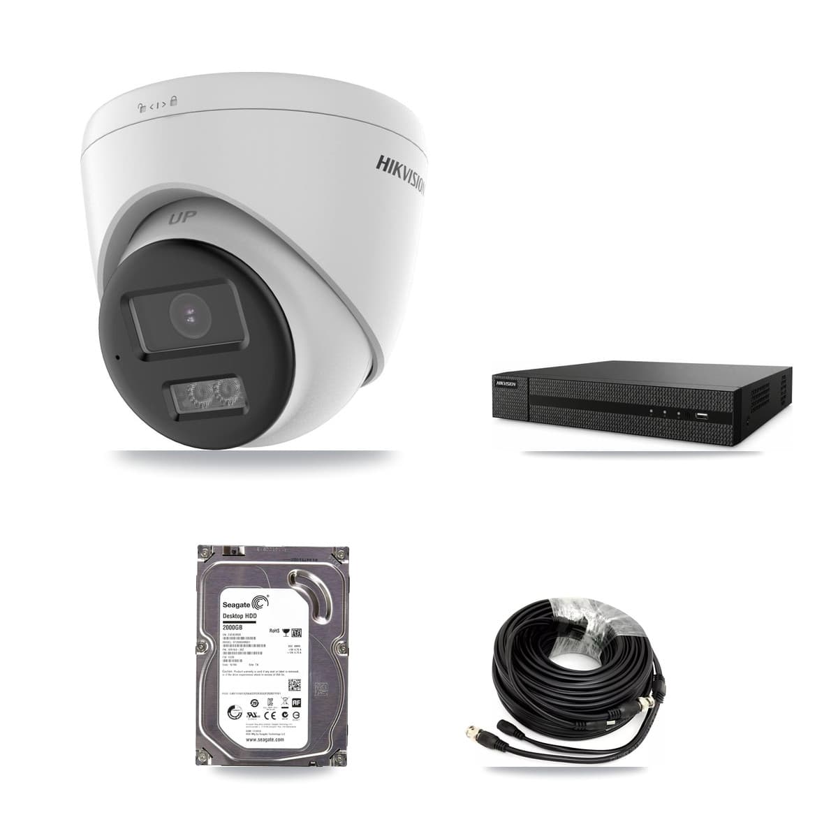Hikvision 8-Channel 5MP CCTV Kit — 4 DS-2CE78K0T-LTS Turret Cameras + 2TB Recording (DVR-8CH-HYL8MP Recorder)