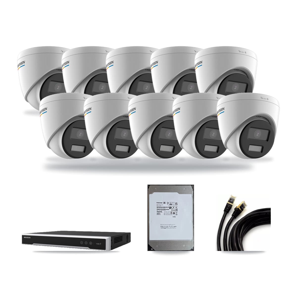 Hikvision 16-Channel 2MP – 5MP CCTV Kit — 10 2MP Turret + 5 5MP Dome Cameras + 14TB Recording (DS-7616NI-M2 Recorder) - Image 1