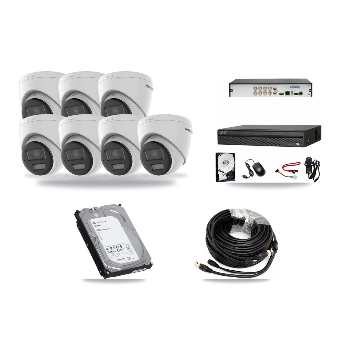 Hikvision & Dahua 8-Channel 5MP CCTV Kit — 5 DS-2CE78K0T + 2 DS-2CE78K0T Turret Cameras + 6TB Recording - Image 1
