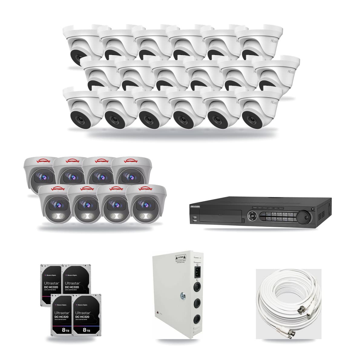 32-Channel 4MP – 5MP CCTV Kit — 18 4MP Turret + 8 5MP Cameras + 4× 8TB Recording - Image 1