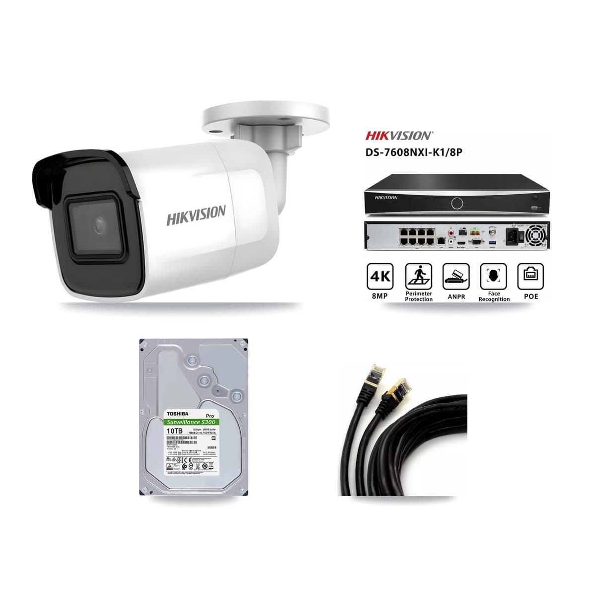 Hikvision 8-Channel 4K CCTV Kit — 5 DS-2CD2085G1 Bullet Cameras + 10TB Recording - Image 1