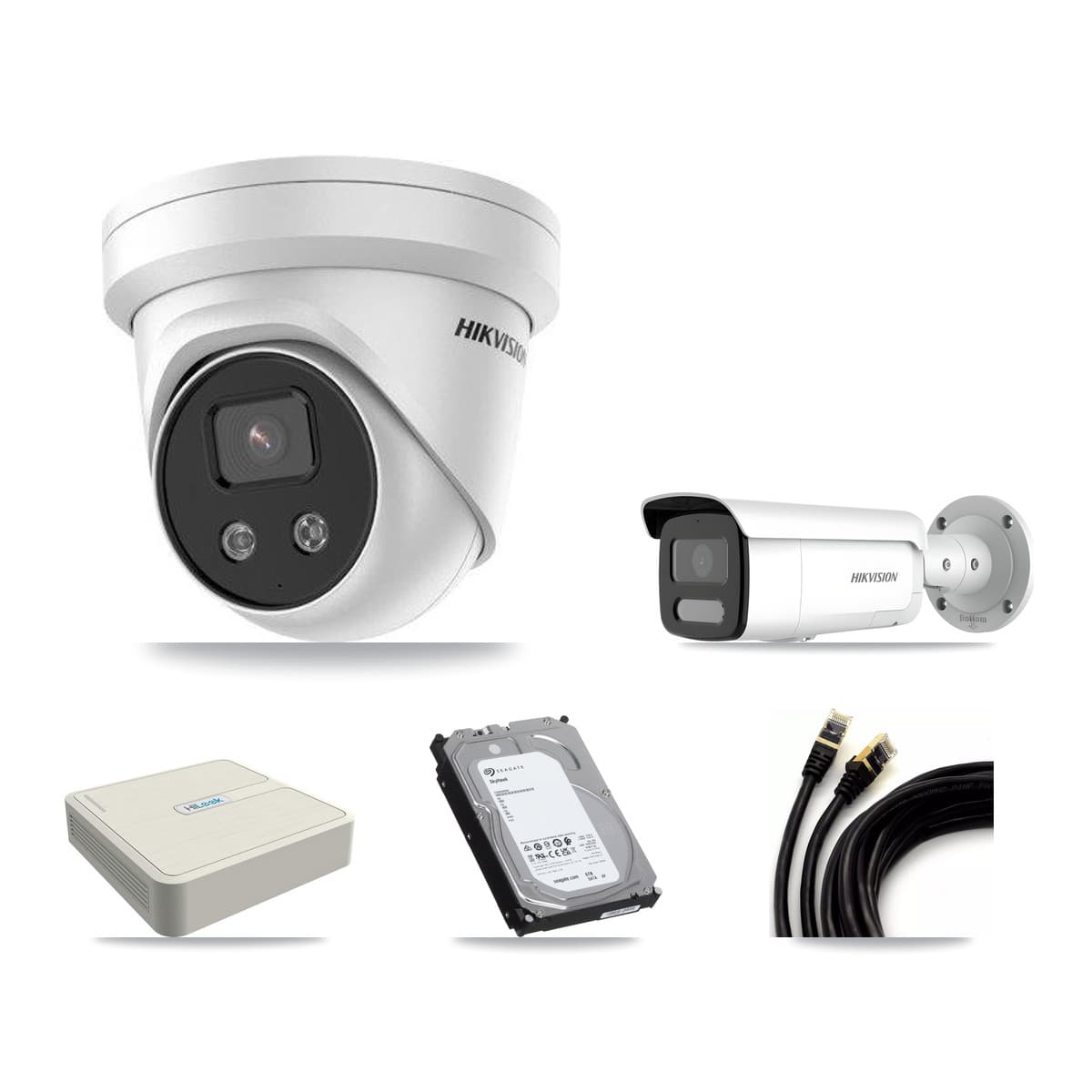 Hikvision & HiLook 8-Channel 4MP – 5MP CCTV Kit — 2 4MP Bullet + 6 5MP Turret Cameras + 6TB Recording