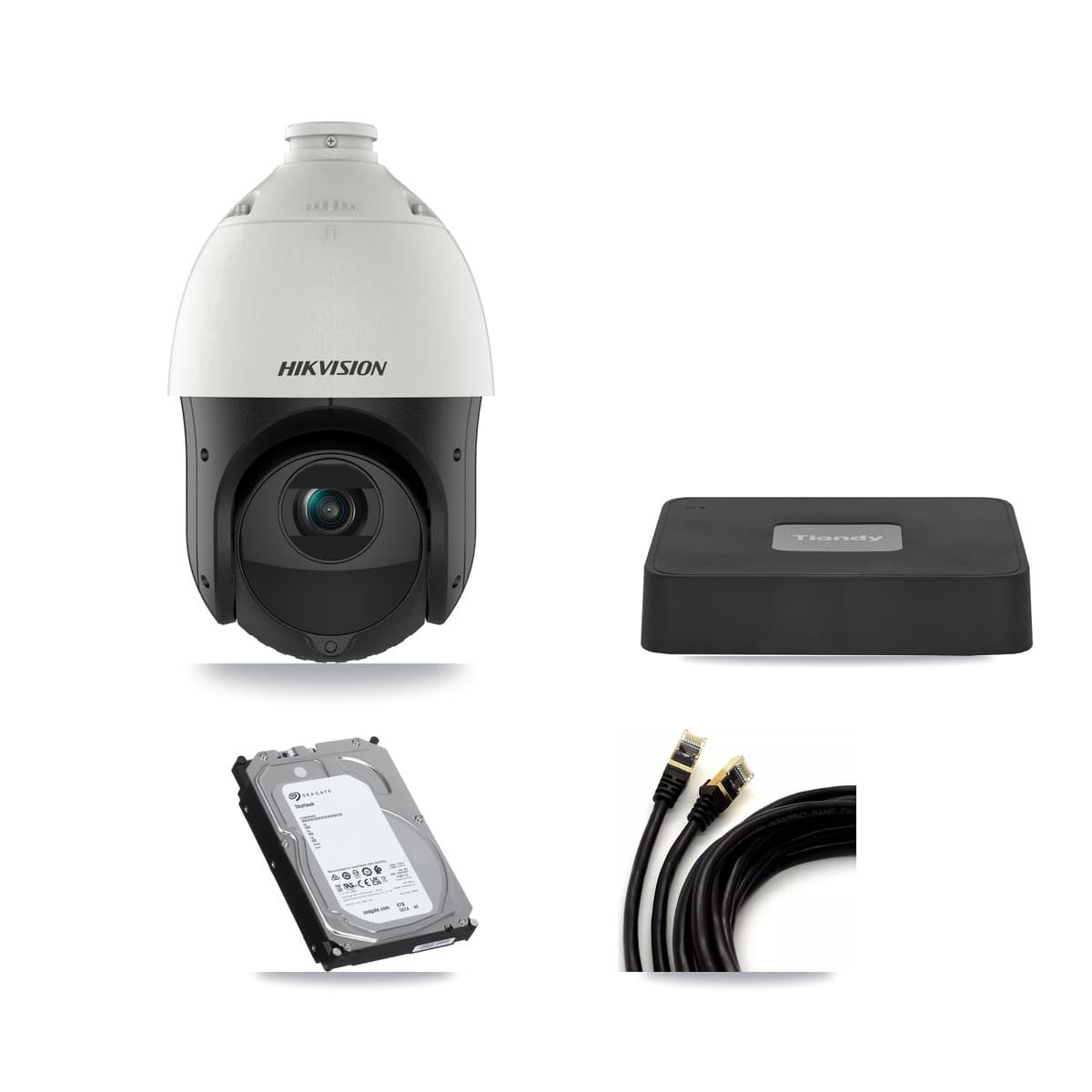 Hikvision & Tiandy 4-Channel 4MP – 5MP CCTV Kit — 1 4MP PTZ + 3 5MP Dome Cameras + 6TB Recording - Image 1