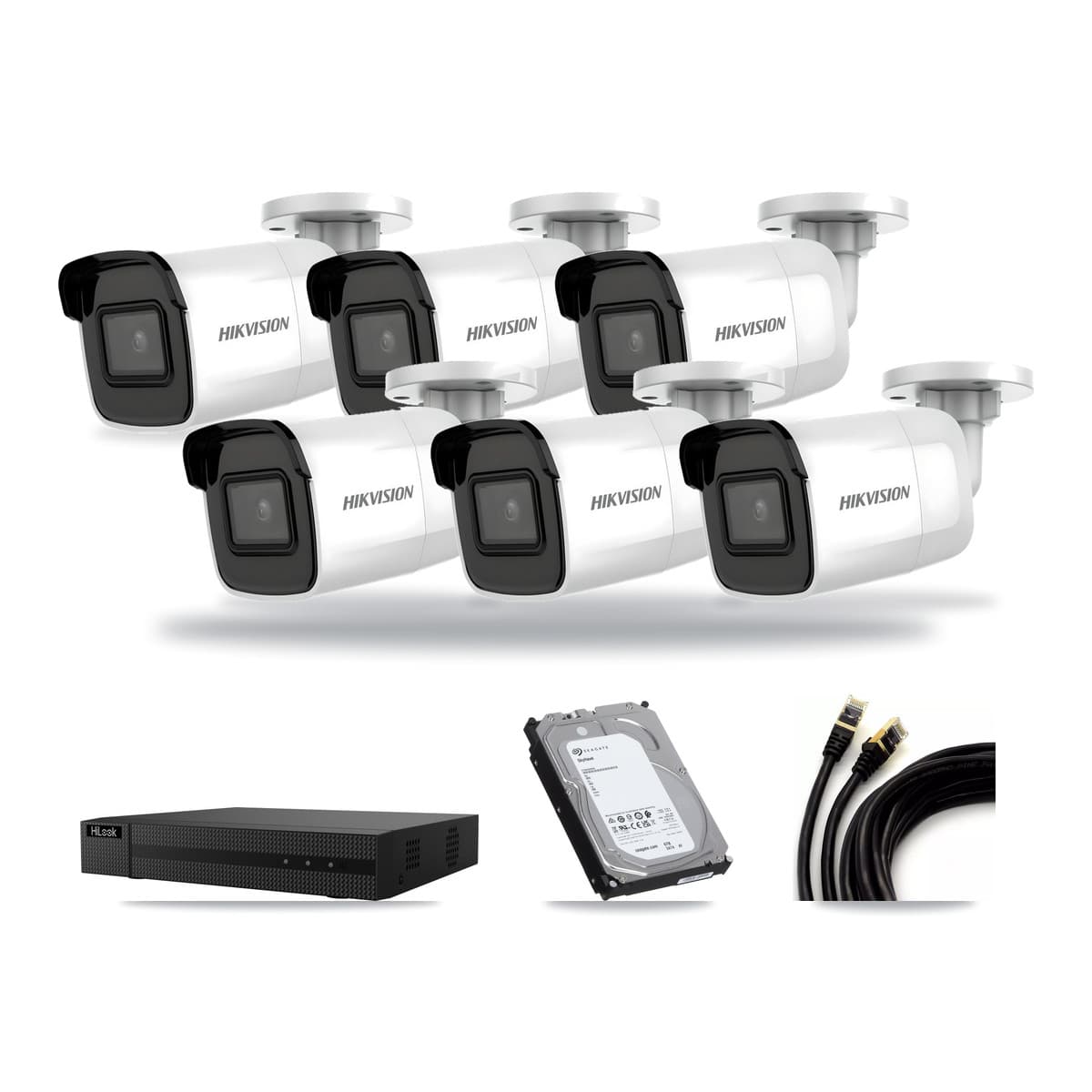 Hikvision & HiLook 8-Channel 4K CCTV Kit — 6 Bullet Cameras + 6TB Recording - Image 1