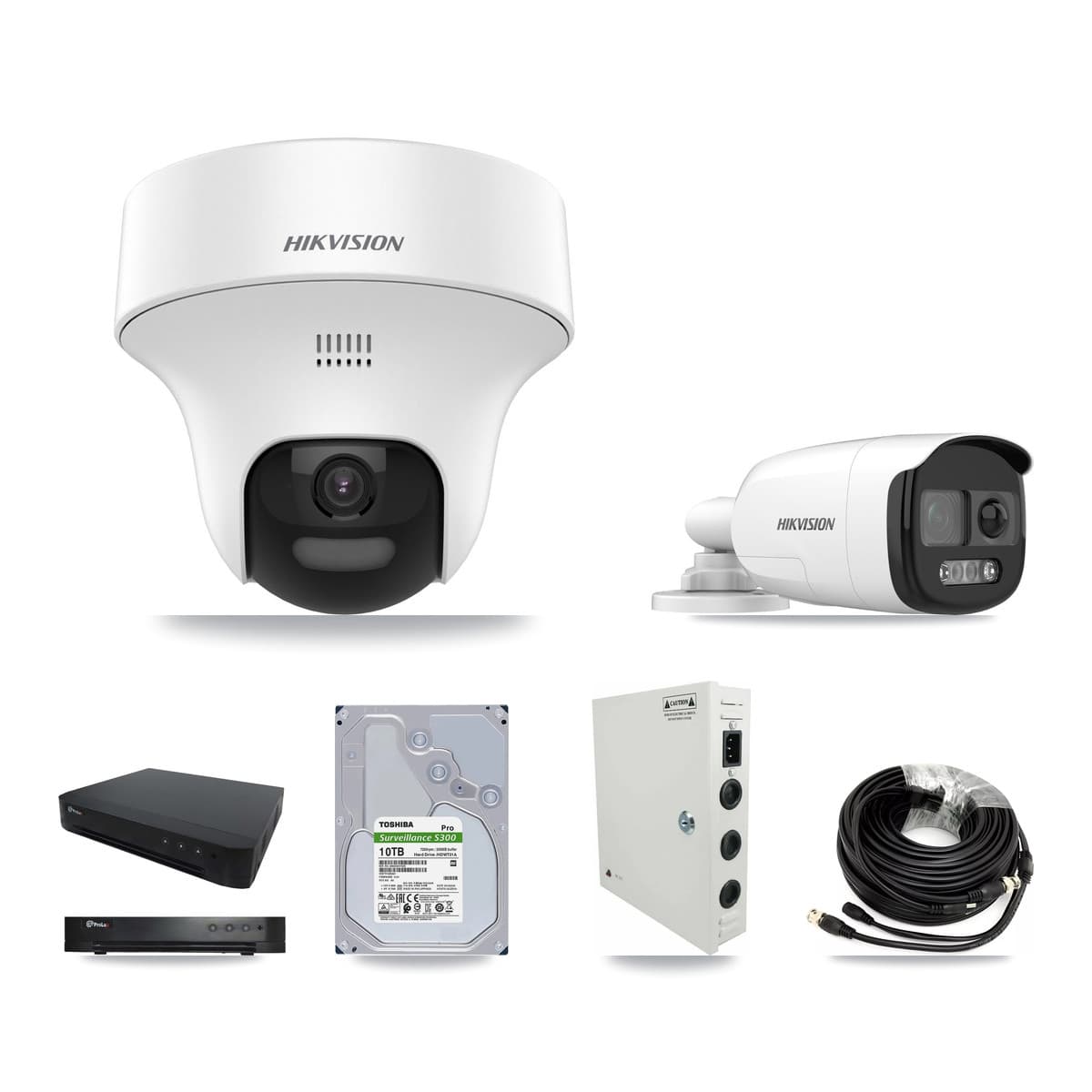 Hikvision & Prolux 16-Channel 5MP CCTV Kit — 4 DS-2CE12KF3T Bullet + 8 DS-2CE70K0T Turret Cameras + 10TB Recording