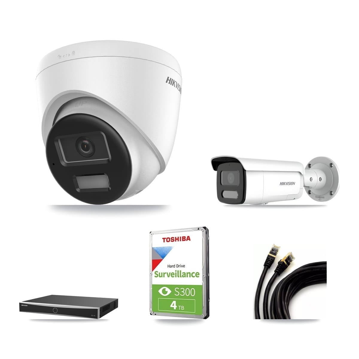Hikvision 16-Channel 4MP – 4K CCTV Kit — 1 4K Turret + 1 4MP Bullet Cameras + 4TB Recording (DS-7616NXI Recorder)