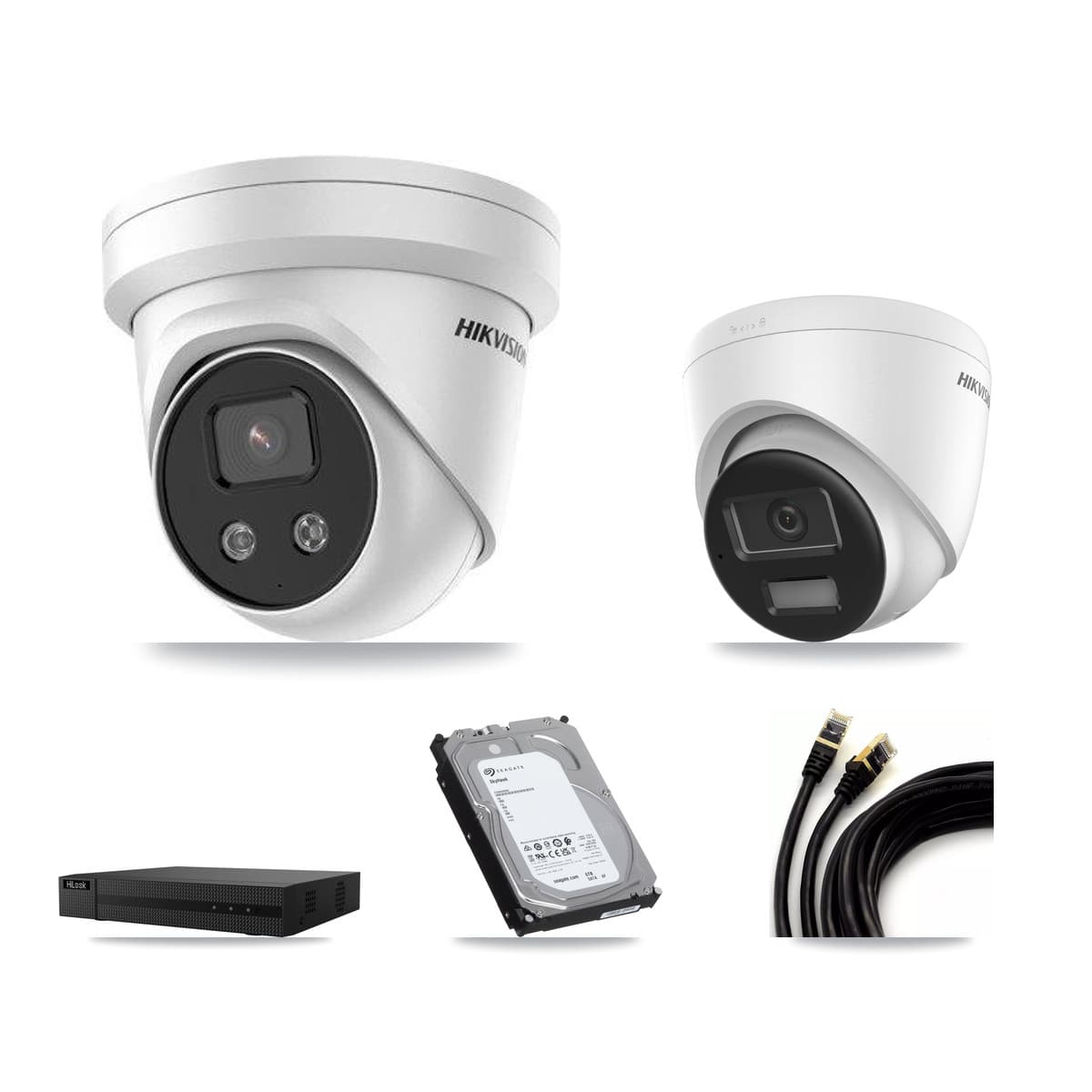 Hikvision & HiLook 8-Channel 5MP – 4K CCTV Kit — 1 4K + 3 5MP Turret Cameras + 6TB Recording