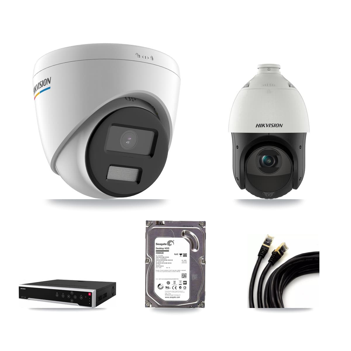 Hikvision 32-Channel 2MP – 4MP CCTV Kit — 1 2MP Turret + 1 4MP PTZ Cameras + 2TB Recording - Image 1