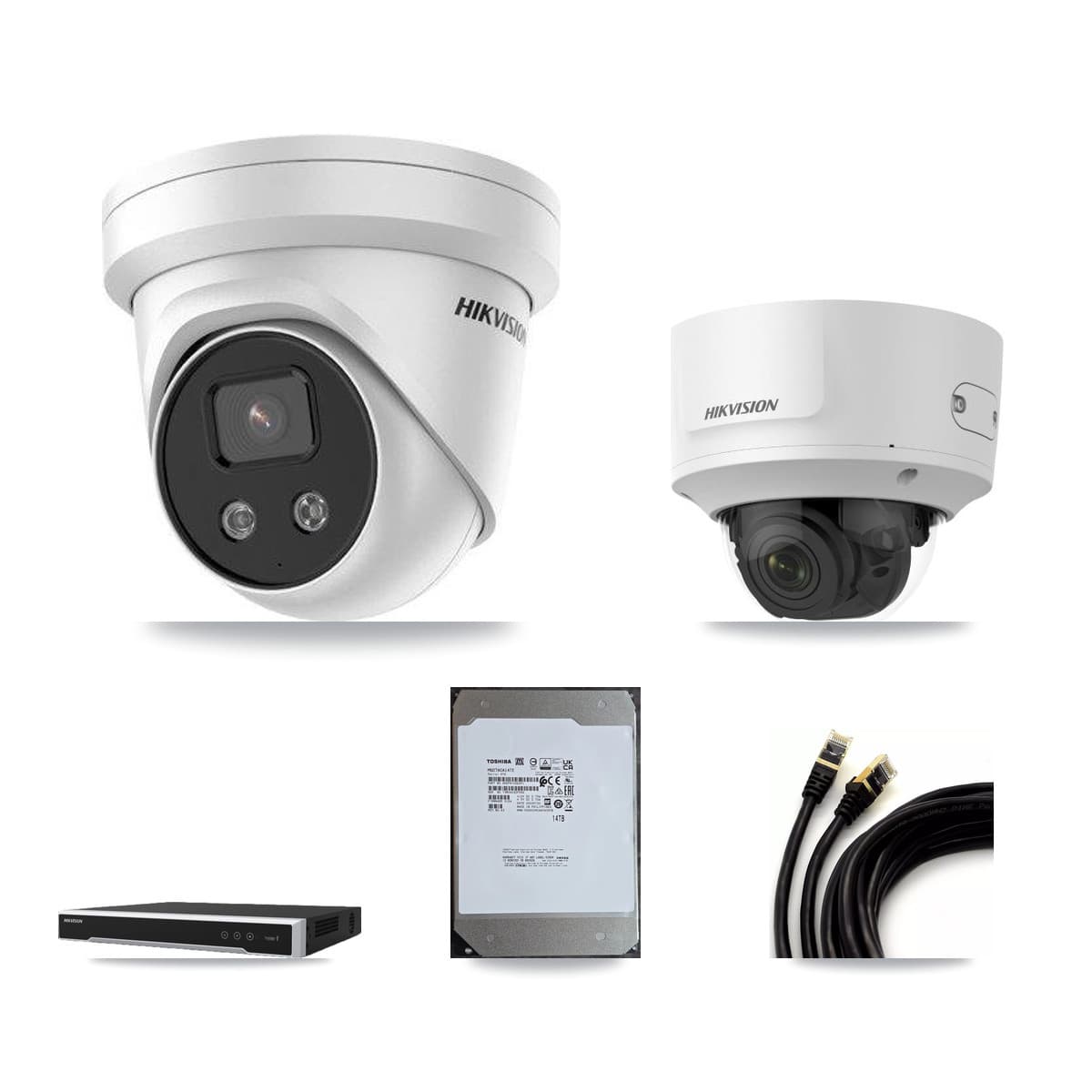 Hikvision 16-Channel 2MP – 5MP CCTV Kit — 1 2MP Dome + 14 5MP Turret Cameras + 14TB Recording (DS-7616NI-M2 Recorder) - Image 1
