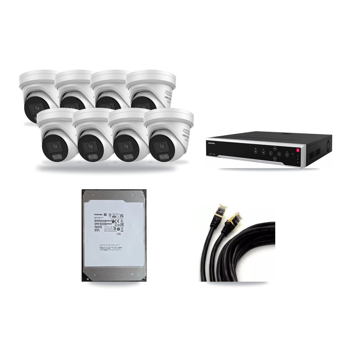 Hikvision 32-Channel 4MP CCTV Kit — 8 DS-2CD2347G3 Turret Cameras + 14TB Recording - Image 1