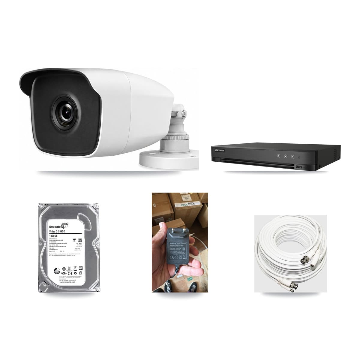 Hikvision 4-channel CCTV kit: 1 camera (1× 3MP Bullet), 1TB hard drive
