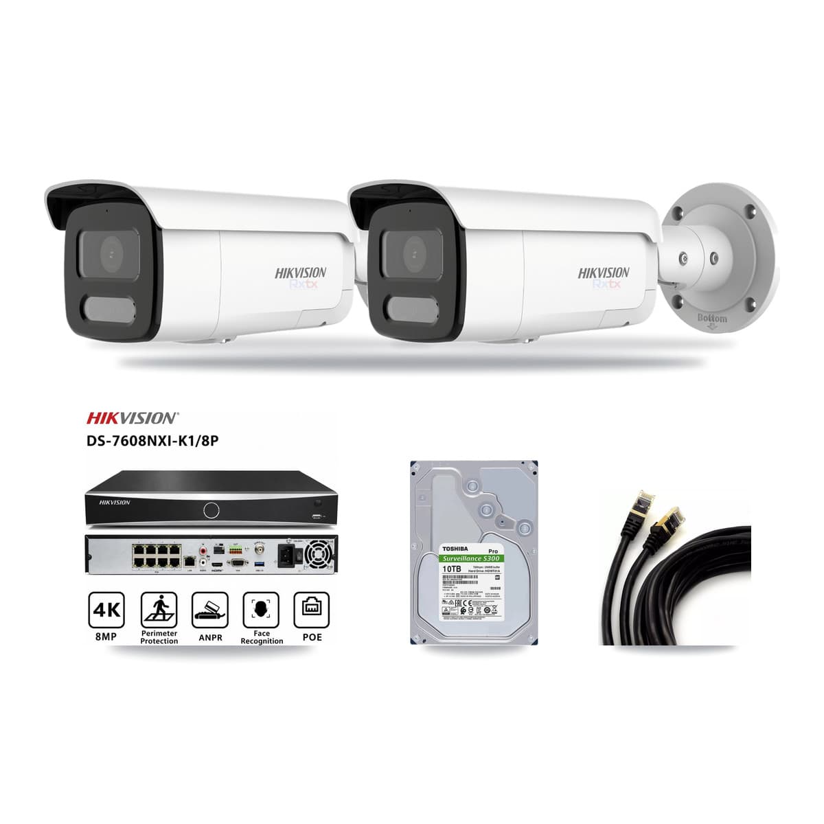 Hikvision 8-Channel 4K CCTV Kit — 2 Bullet Cameras + 10TB Recording - Image 1