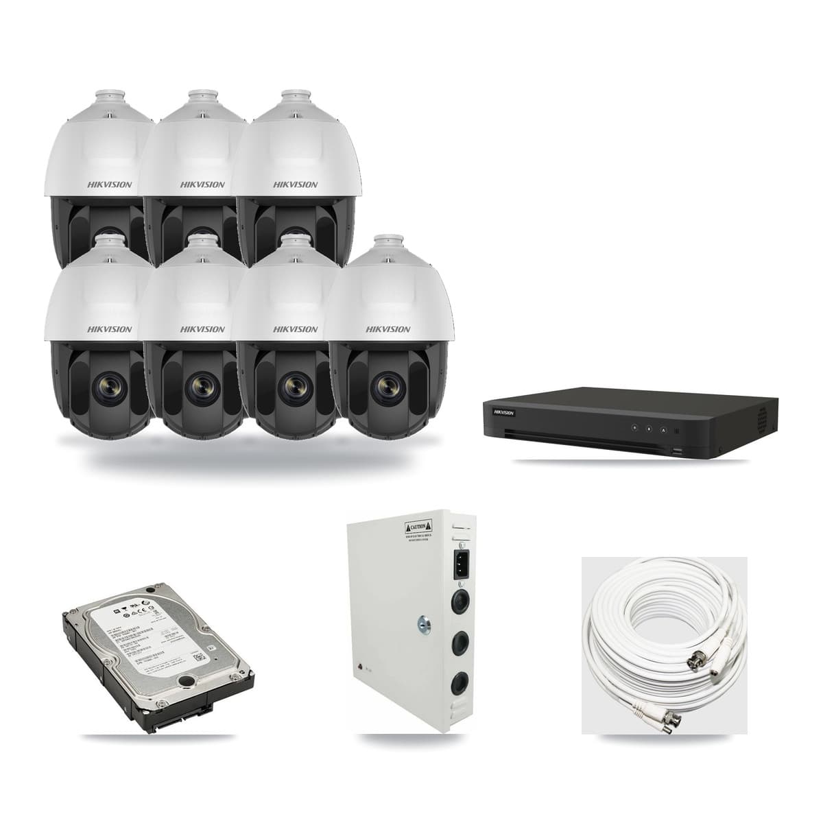 Hikvision 16-Channel 2MP CCTV Kit — 7 DS-2AE5225TI PTZ Cameras + 5TB Recording (IDS-7216HQHI Recorder) - Image 1
