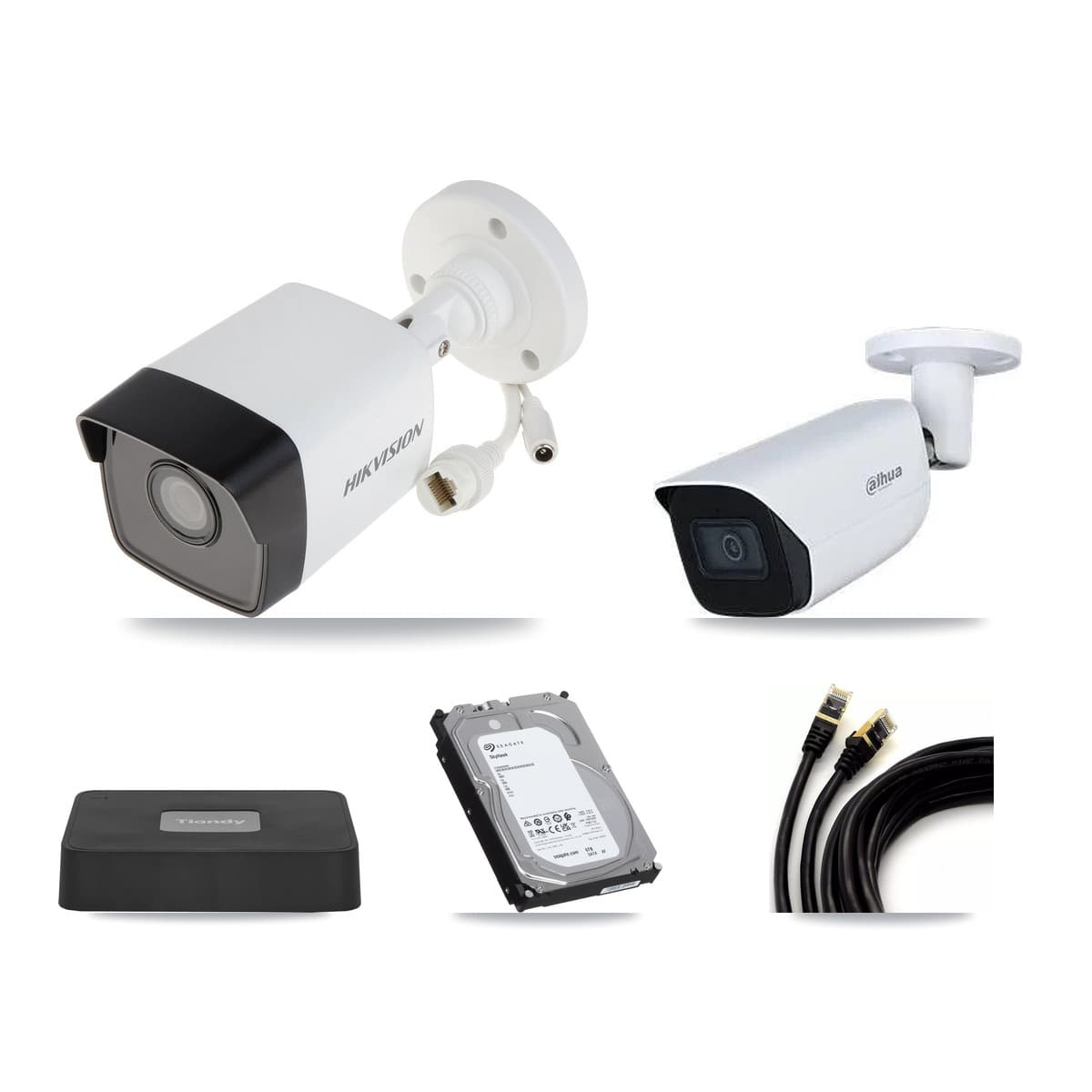 4-Channel 5MP CCTV Kit — 3 DS-2CD1053G0 + 1 IPC-HFW3541E Bullet Cameras + 6TB Recording