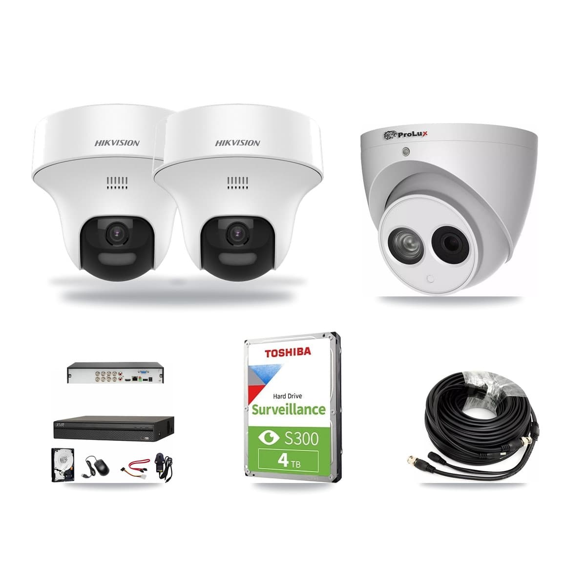 8-Channel 4MP – 5MP CCTV Kit — 2 DS-2CE70K0T 5MP + 1 PXC-612C4W-A 4MP Turret Cameras + 4TB Recording (XVR-3108AD Recorder) - Image 1