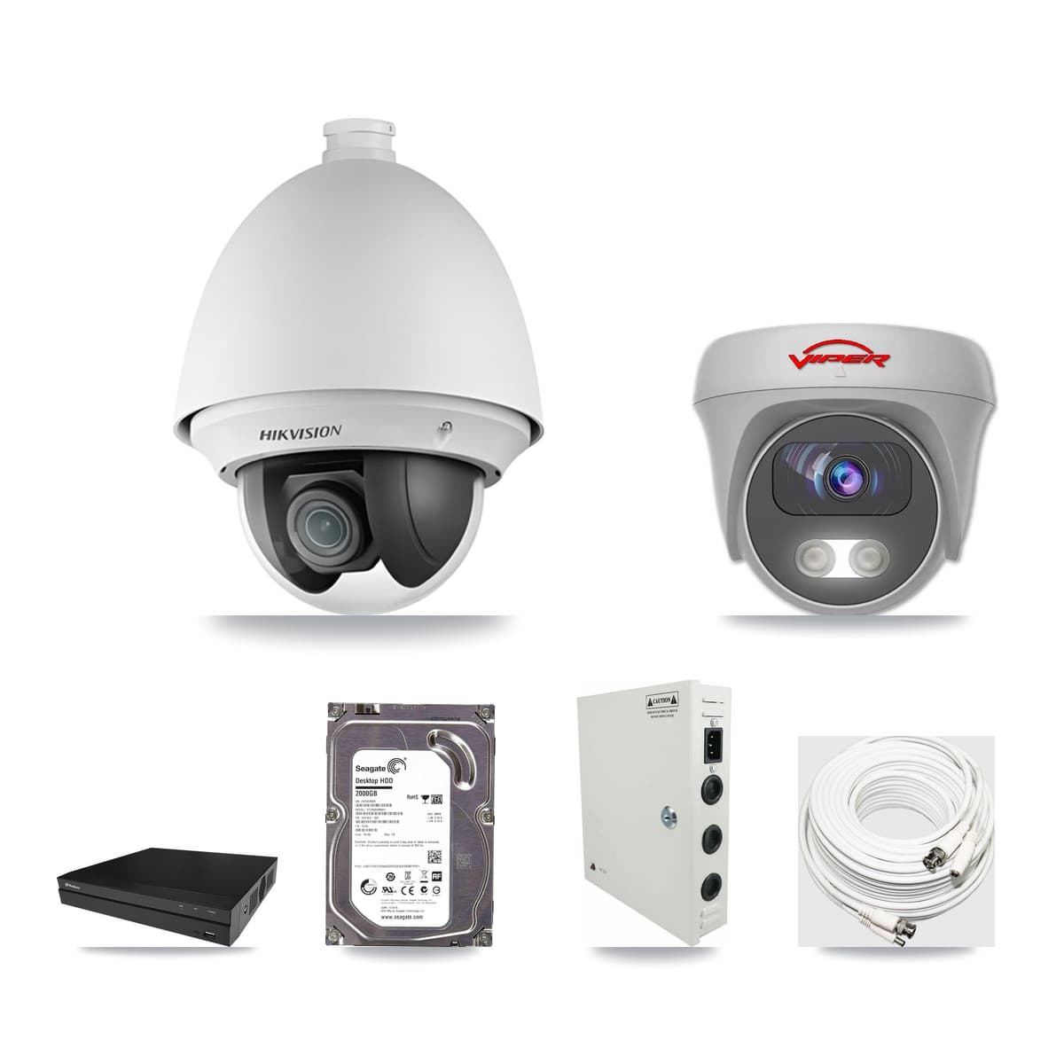 8-Channel 2MP – 5MP CCTV Kit — 1 2MP PTZ + 1 White 5MP Cameras + 2TB Recording (PXD-5208AN Recorder) - Image 1