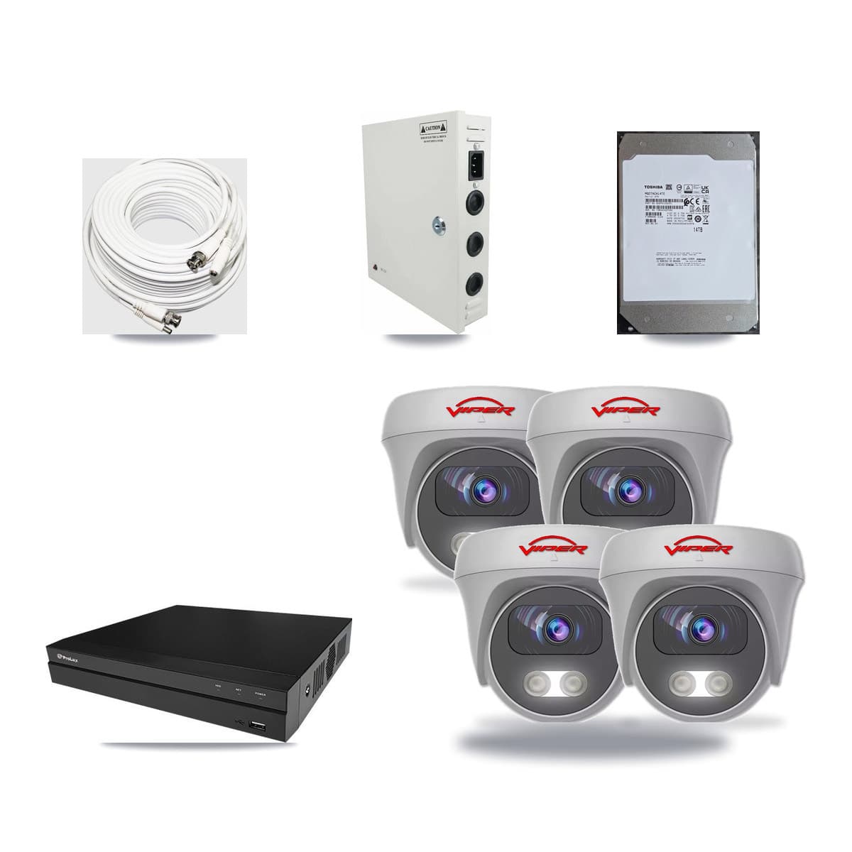Prolux 8-channel CCTV kit: 4 cameras (4× 5MP Camera), 14TB hard drive